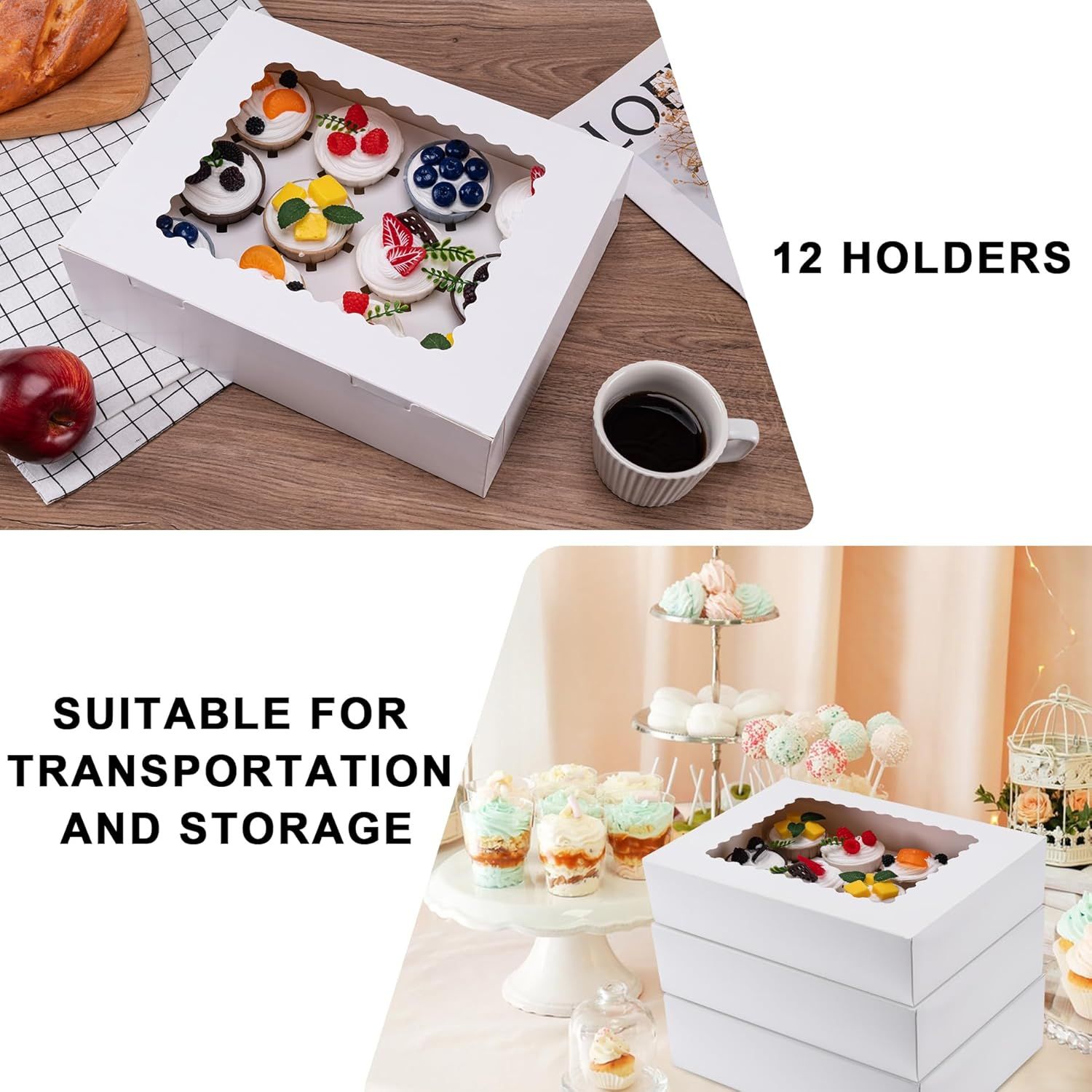 Premium 12-Hole Cupcake Box (Collapsible, Clear Lid) 🧁_2