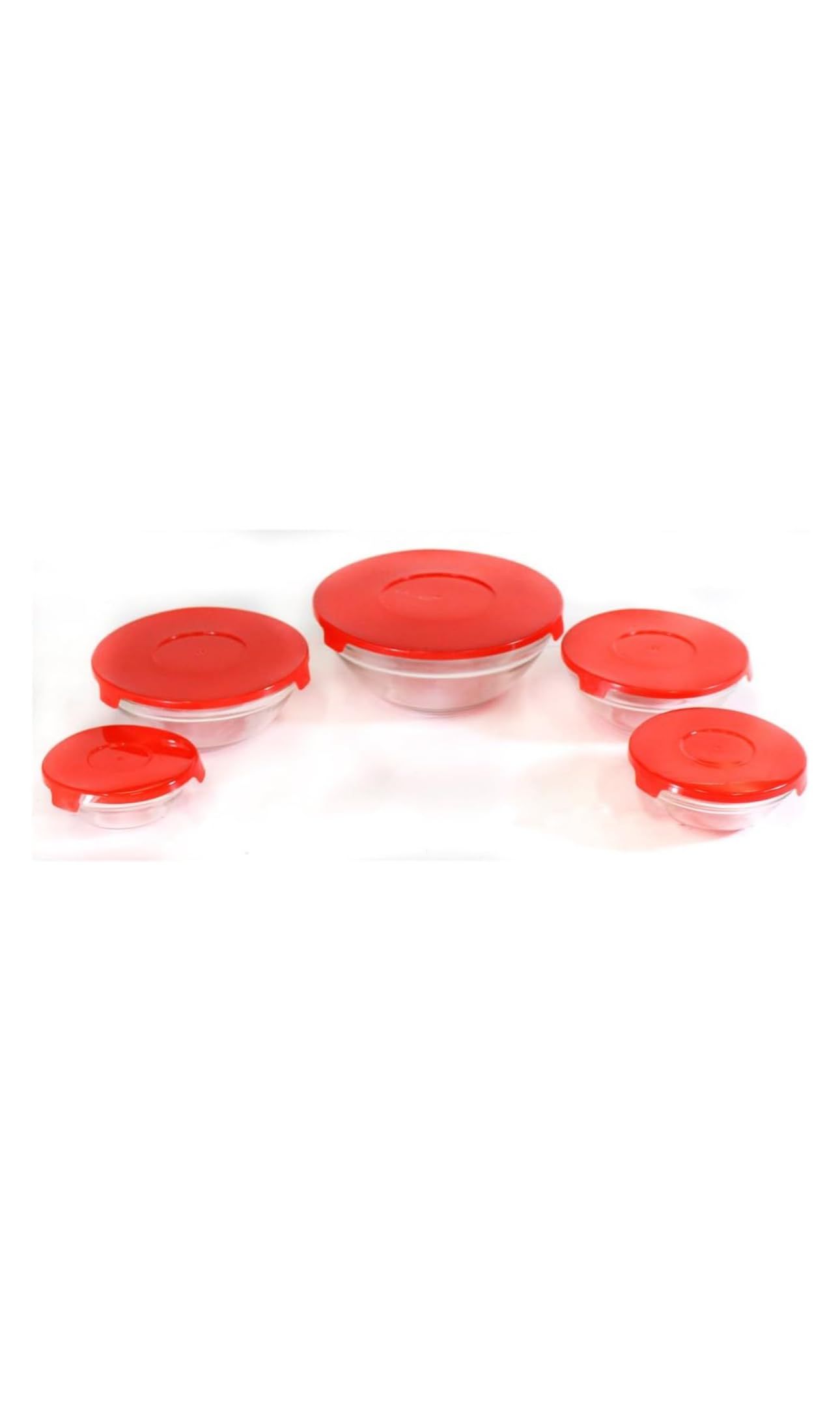  Mixing Bowls Set with Red Lids- Set of 5 Pcs Glass Food Storage Containers_3