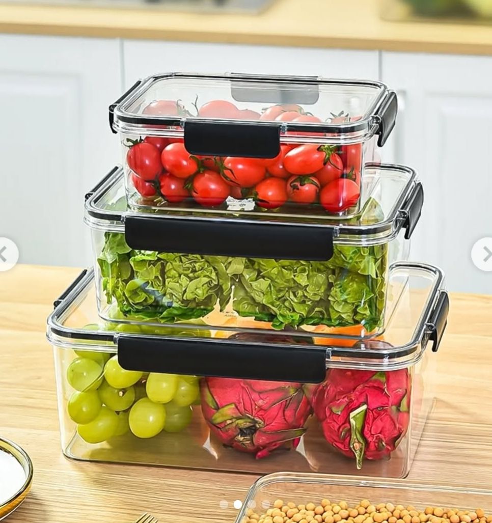 3 PCs acrylic glass storage containers _0