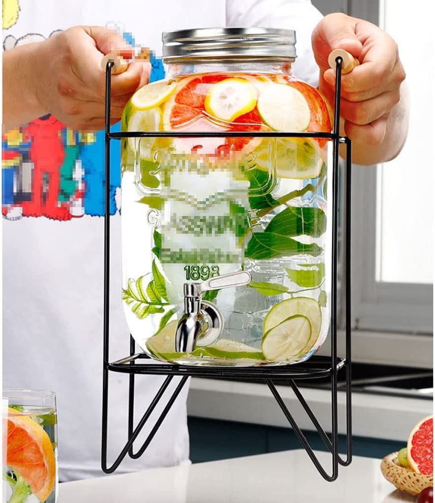 Drink Dispenser Large -capacity Glass Beverage Dispenser With A Metal Frame Drink Dispenser For Make Fruit Juice With Spigot Water Dispenser easy to operate_1