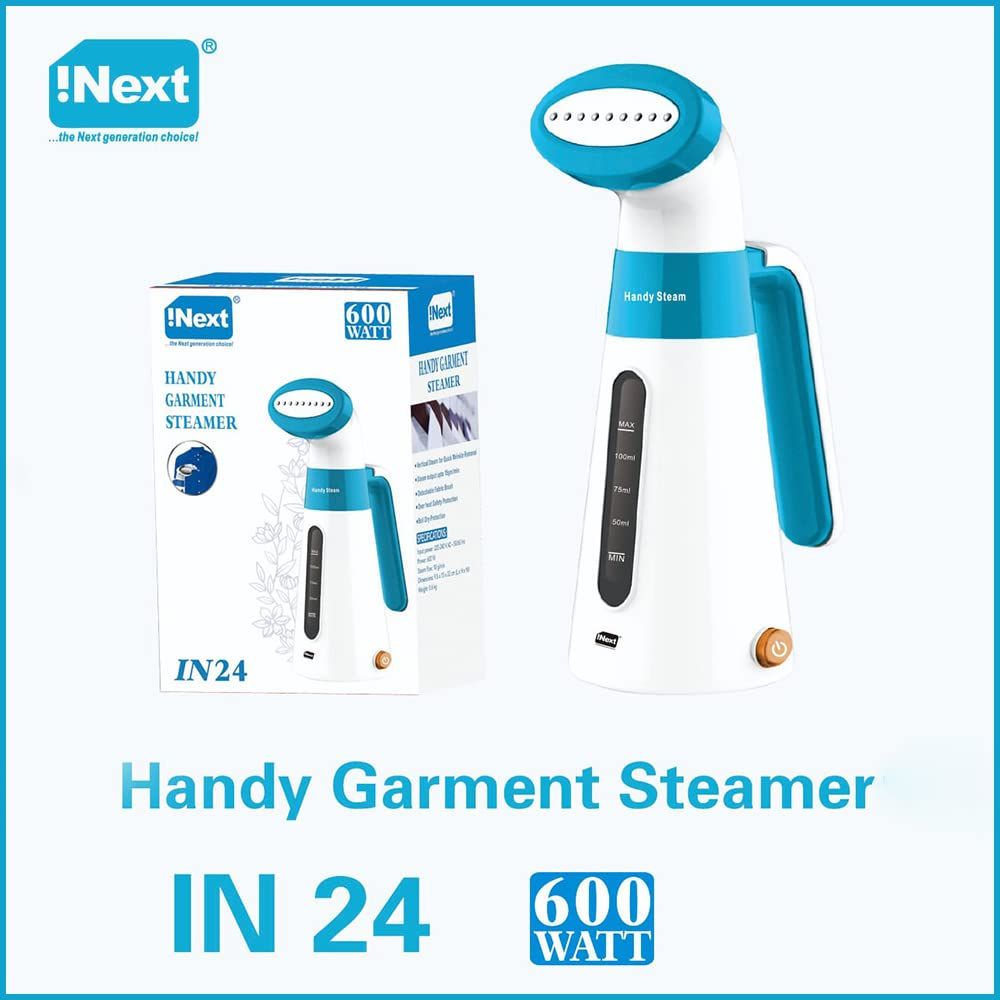 Garment Steamer Handy Steam-600W with Detachable Fabric Brush & 120ml Capacity, (White/Blue)_1