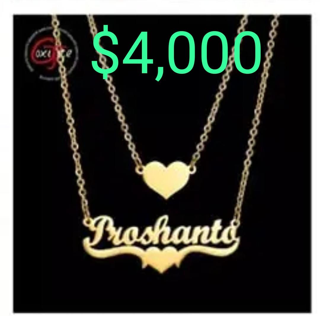 Single Name And Heart Pendant Customize Chain _0