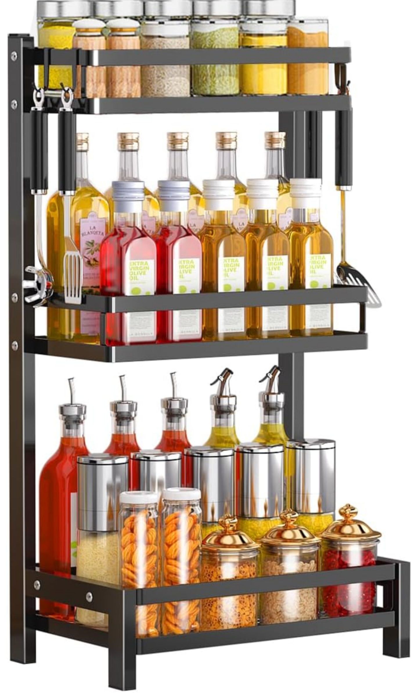 Spice Rack Organizer Free Standing, 3 Tier Kitchen Countertop Seasoning Organizer_5