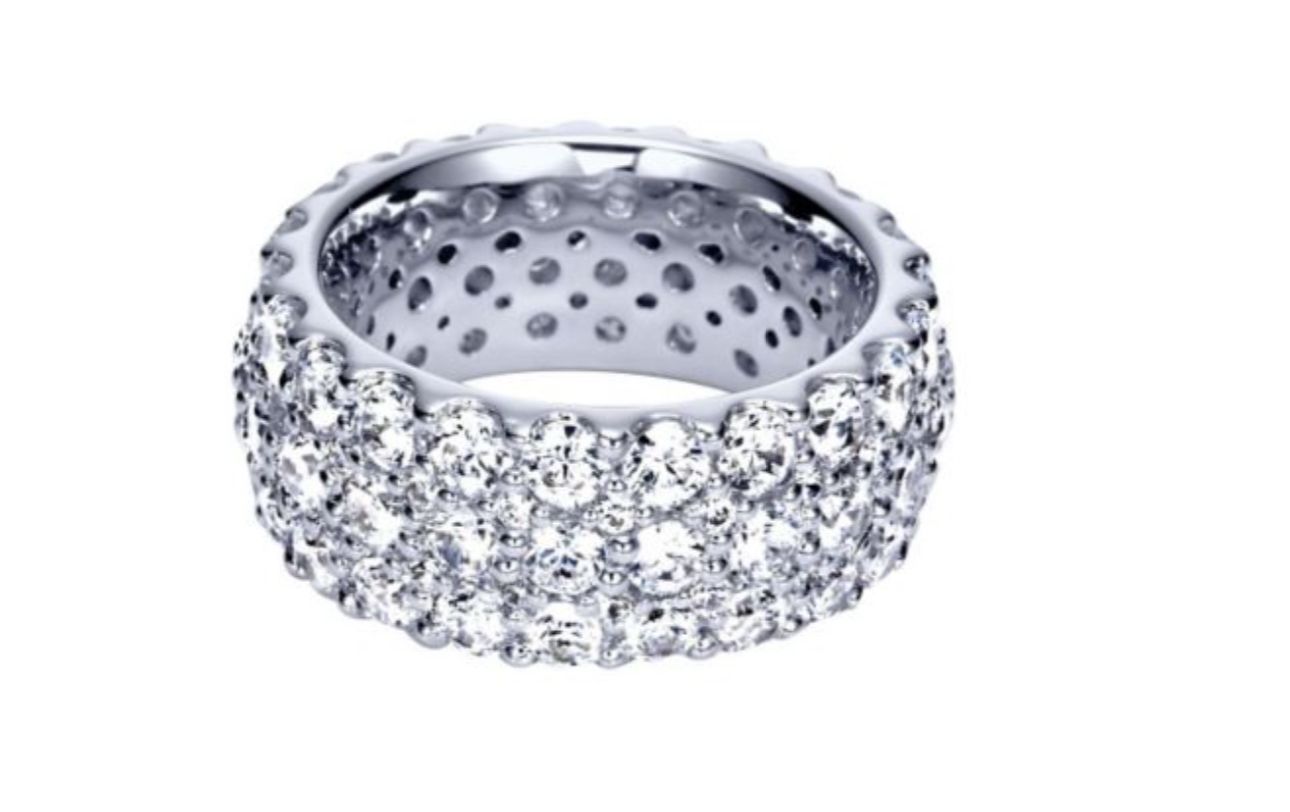 18k White gold and Diamond Wide Band Ring_0