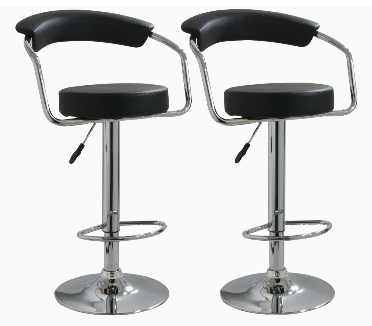 Diner Vintage Modern Faux Leather Upholstered Adjustable Swivel Bar Stool in Black_7