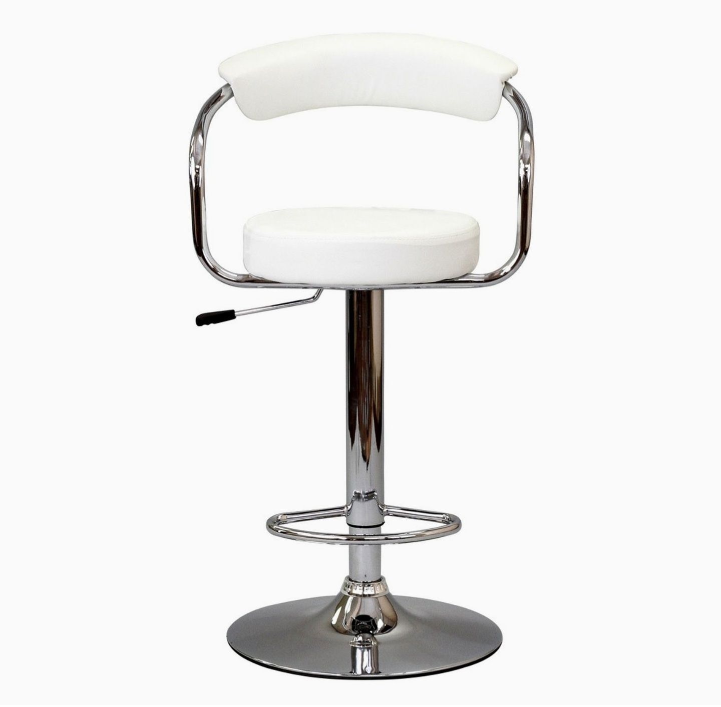 Diner Vintage Modern Faux Leather Upholstered Adjustable Swivel Bar Stool in Black_4