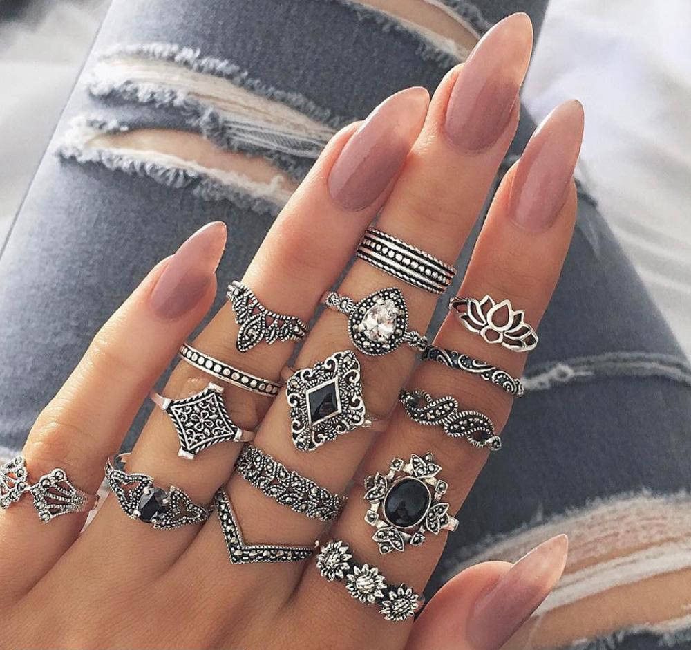 15 Pcs Trendy Rings Set For Girls_0