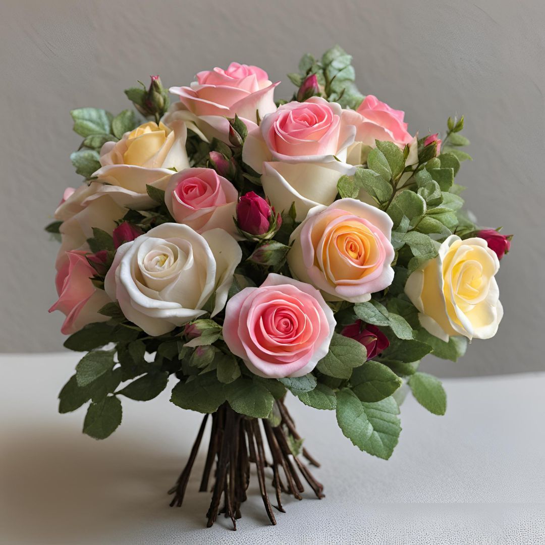 Miniature Roses Bouquet (5-12 stems, simple wrapping)_2