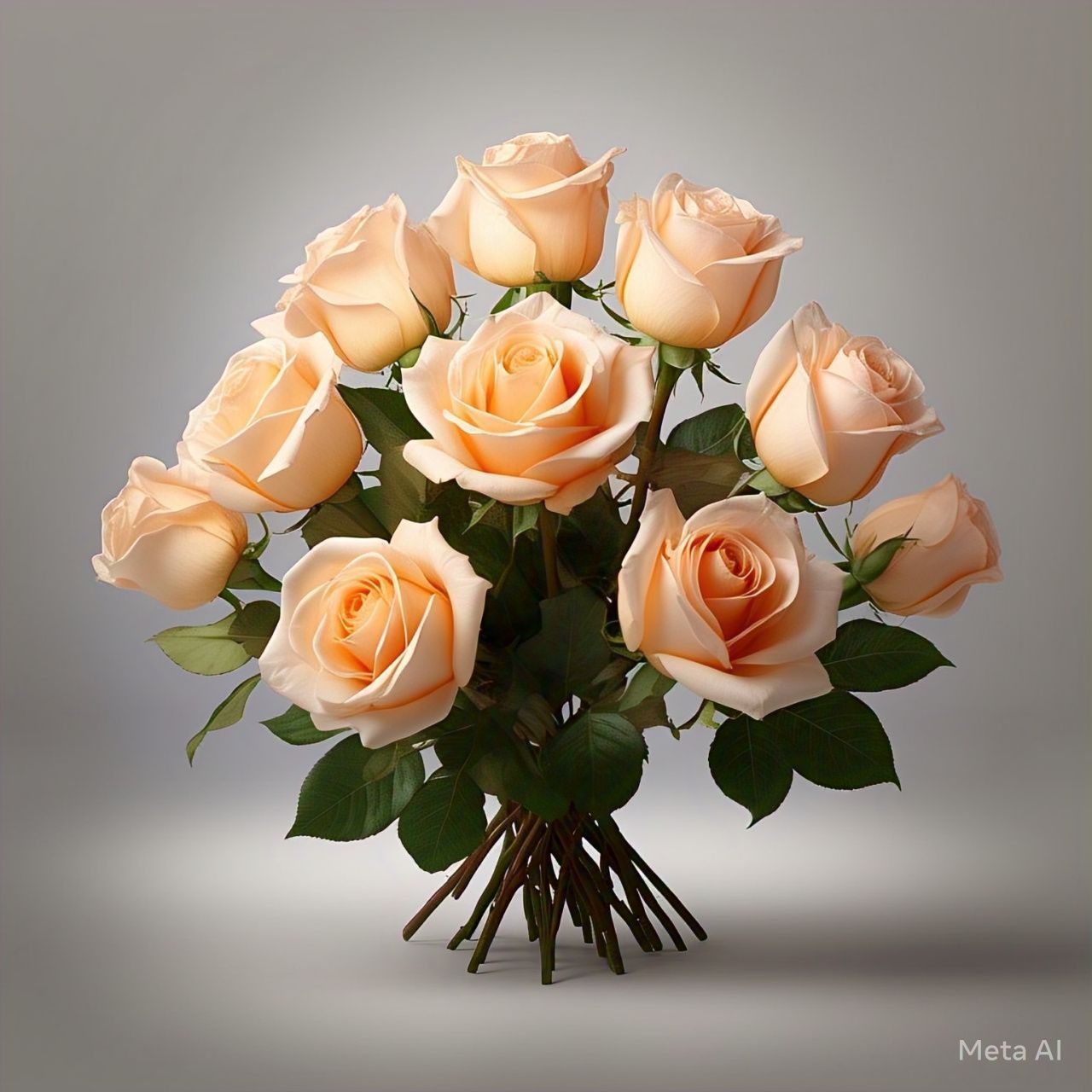 Peach Roses Bouquet (5-12 stems, simple wrapping)_2