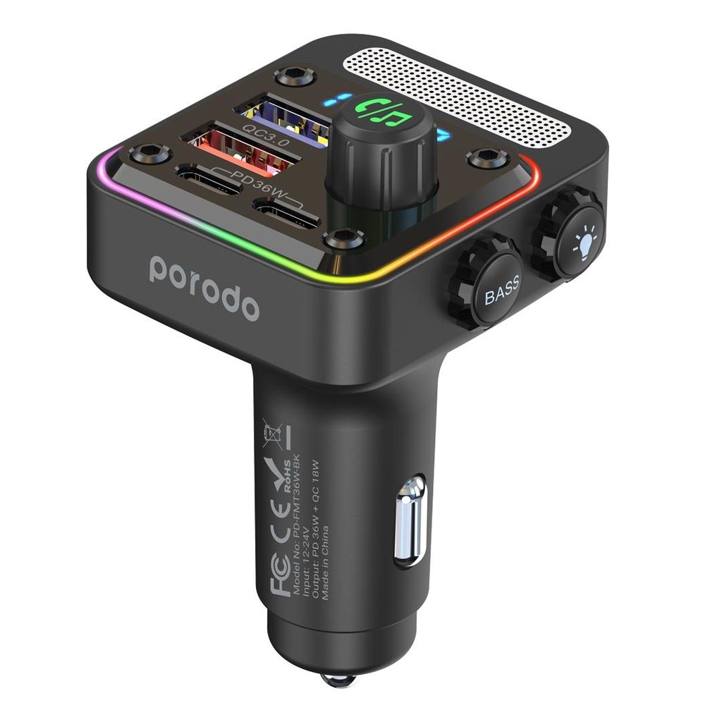 Porodo Quick-Charge FM Car Charger ( Dual USB-C & USB-A ) PD 36W _1