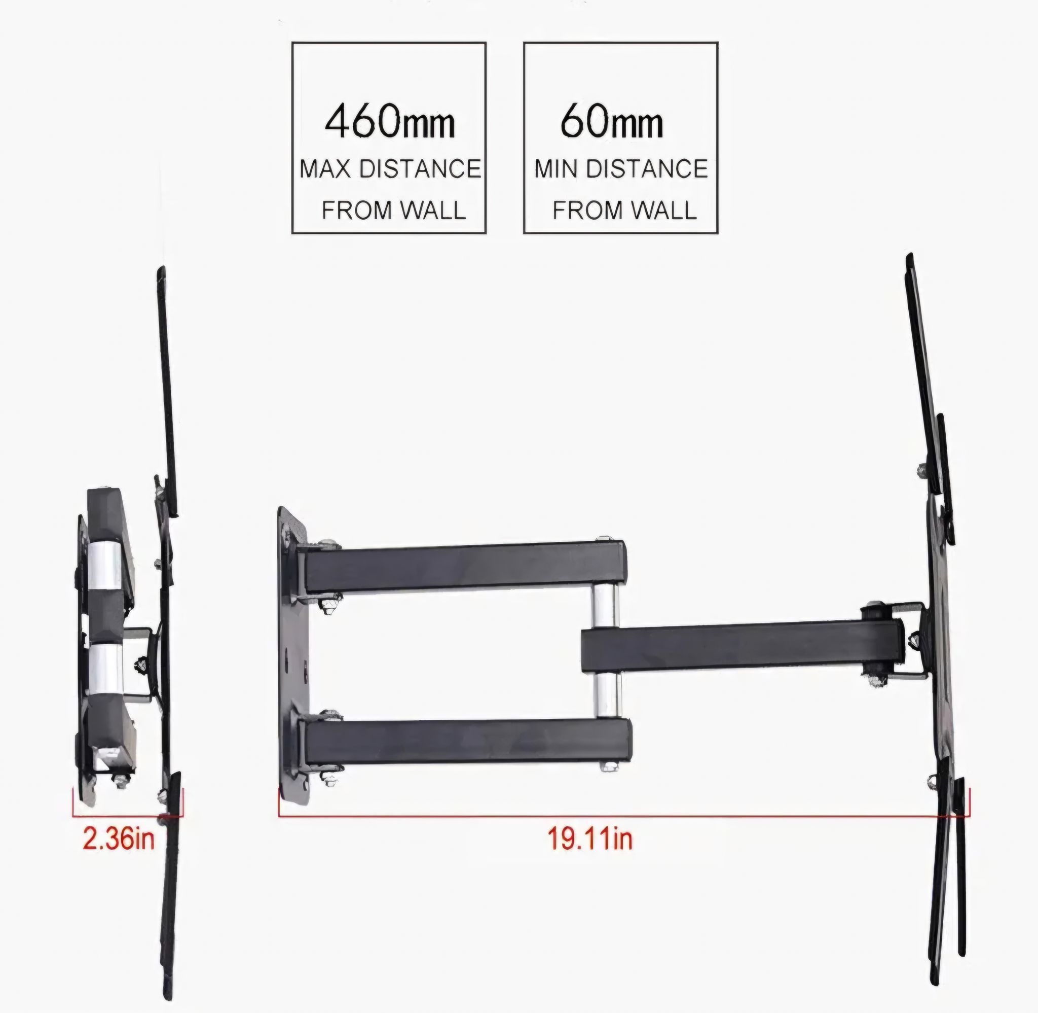 Retractable TV Wall Mount Full Motion Bracket Wall Stand Adjustable Mount Arm Fit for Plasma Flat LED TV 16"-60" _2