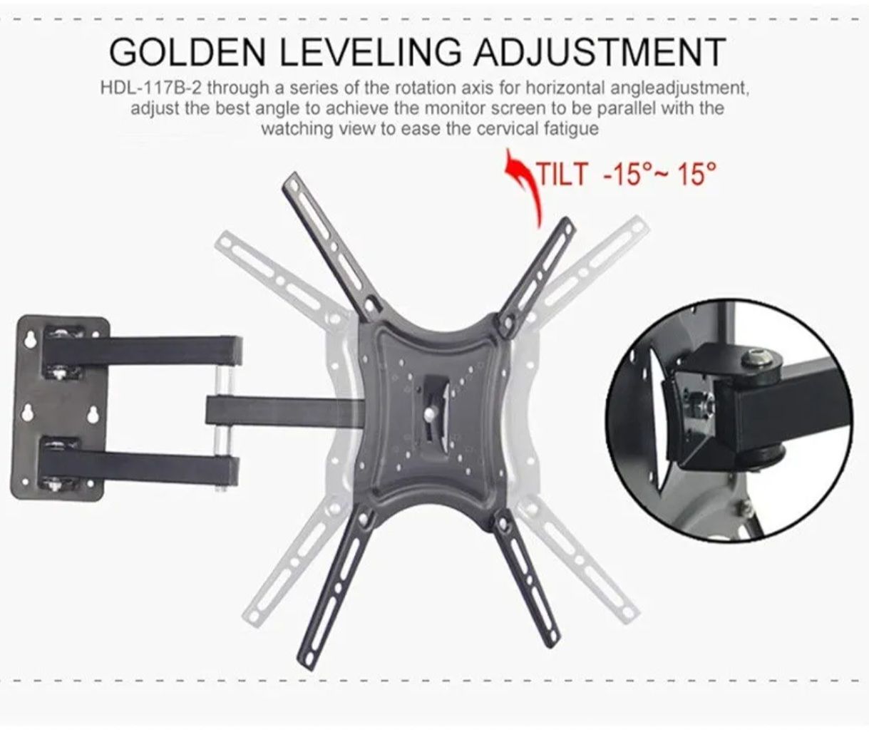 Retractable TV Wall Mount Full Motion Bracket Wall Stand Adjustable Mount Arm Fit for Plasma Flat LED TV 16"-60" _6