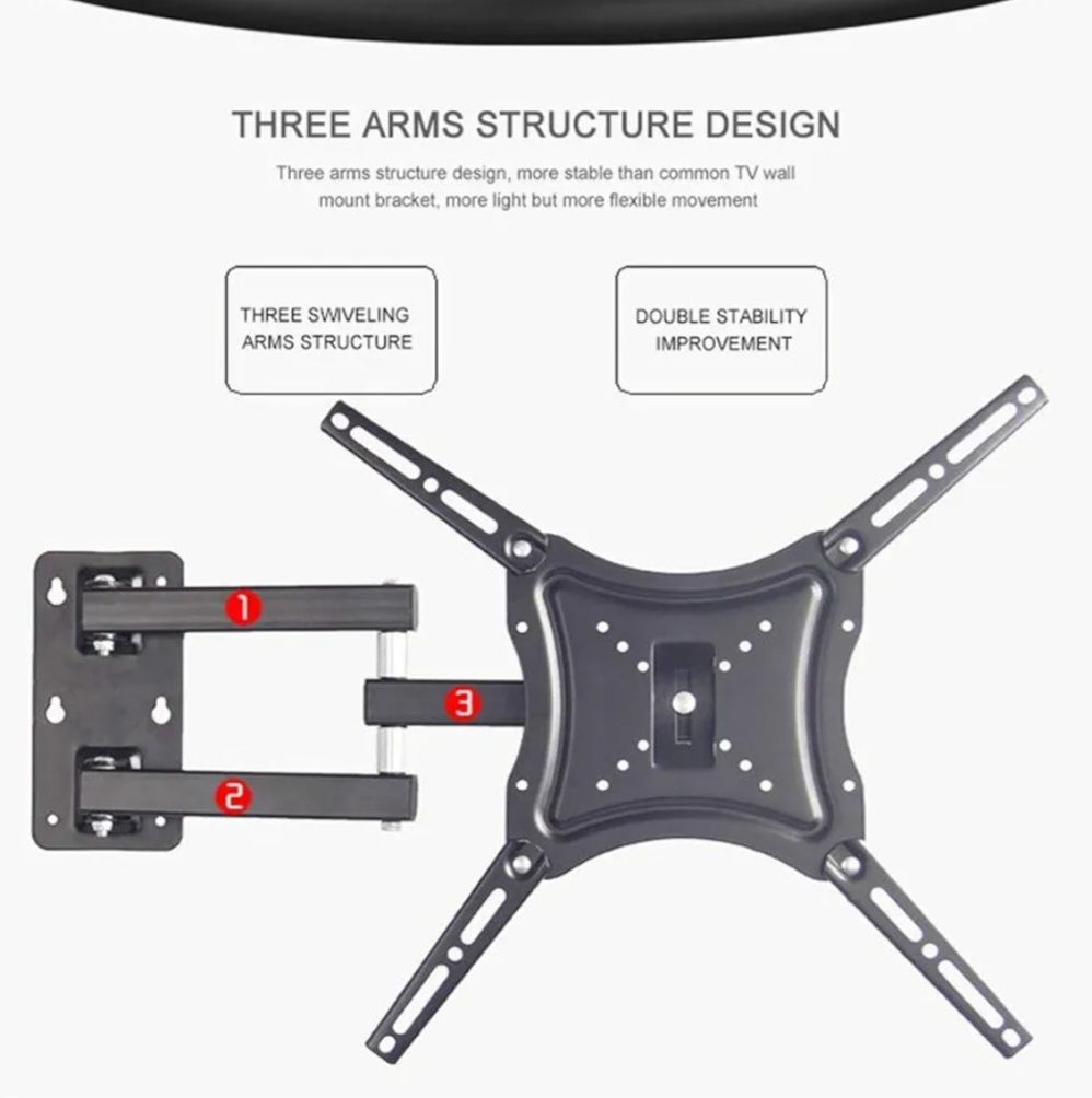 Retractable TV Wall Mount Full Motion Bracket Wall Stand Adjustable Mount Arm Fit for Plasma Flat LED TV 16"-60" _5