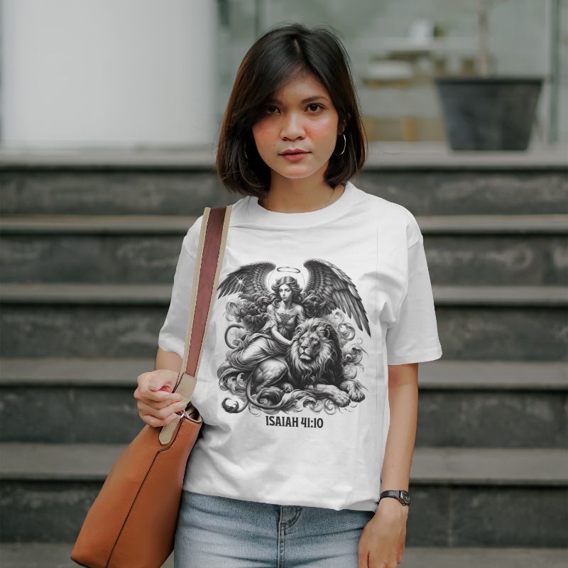 T-shirt, angel and lion printed_1