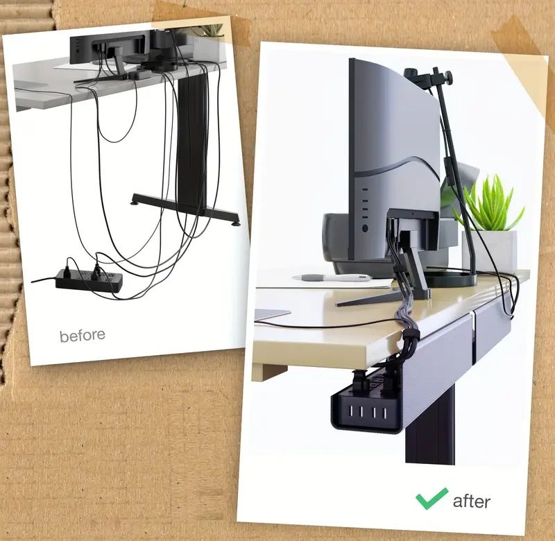 Under Desk Cable Organizer Tray - Durable Plastic._4