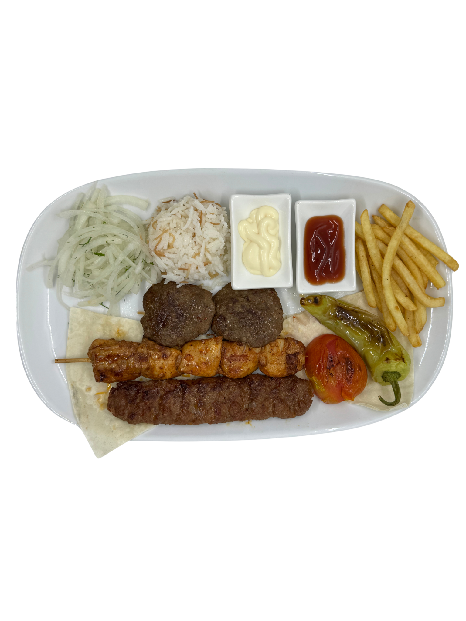 H11 -  1 Spicy Tukish kebab, 2 meatballs, 1 chicken skewer_0