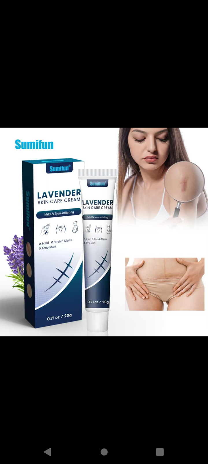 Sumifun Lavender Skin Care Cream – Mild & Non-Irritating Scar and Stretch Mark Treatment_0