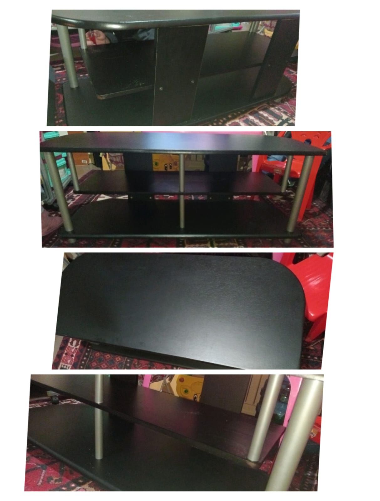 Black 3 layer TV stand_0