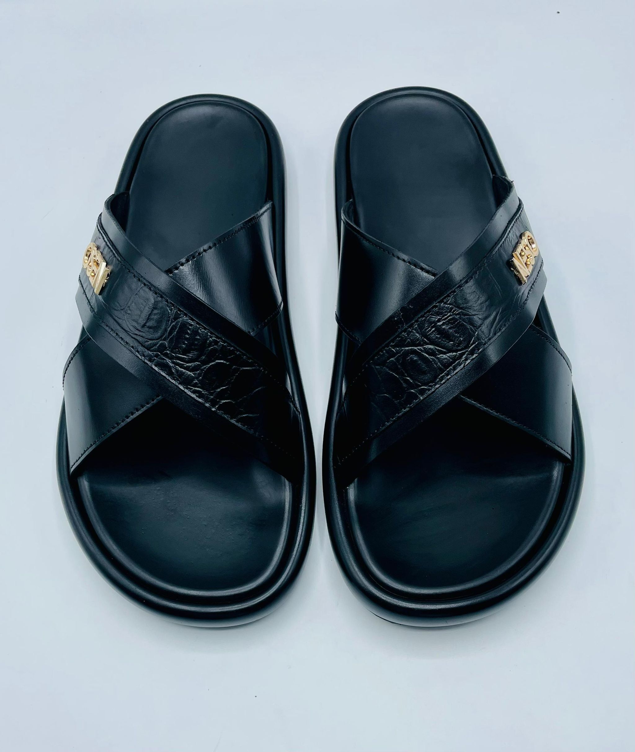 Mens Cross-Strap Leather Slides_1