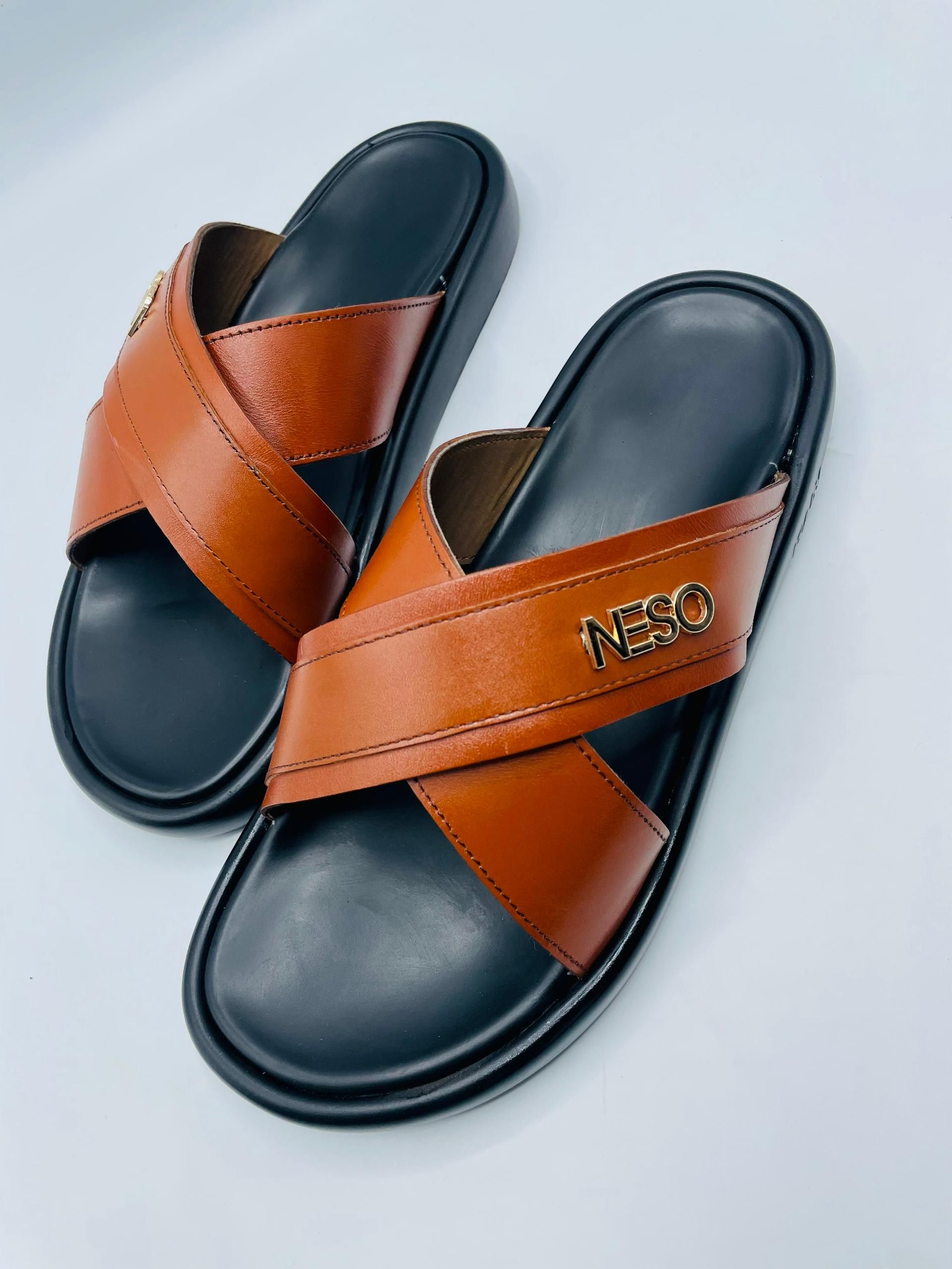 Mens Cross-Strap Leather Slides_6