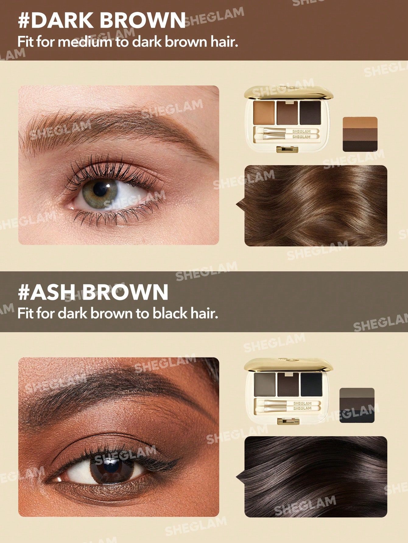 SHEGLAM Full-filled Eyebrow Palette - 102 Ash Brown_2