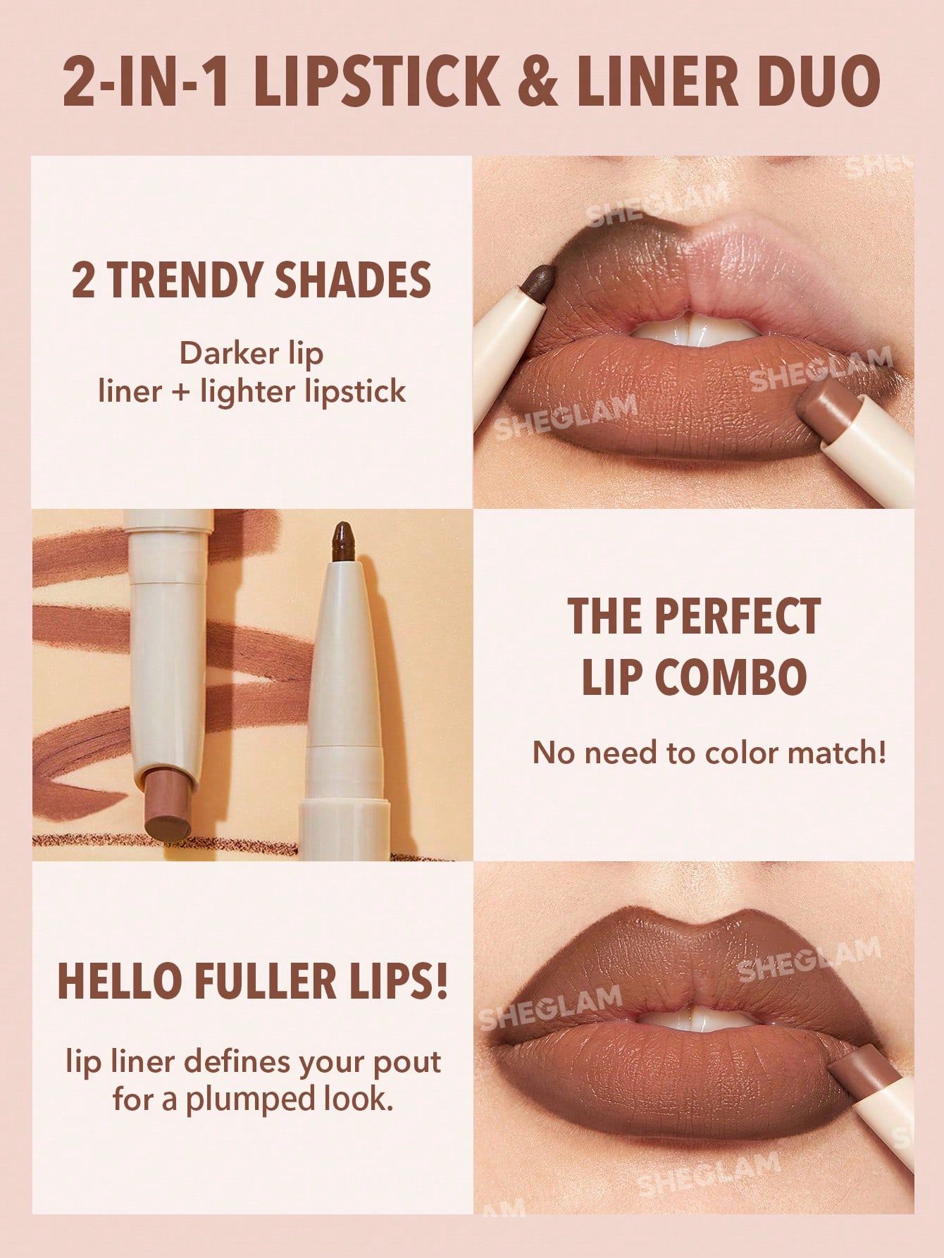 SHEGLAM Glam 101 Lipstick & Liner Duo - Deep Caramel_7