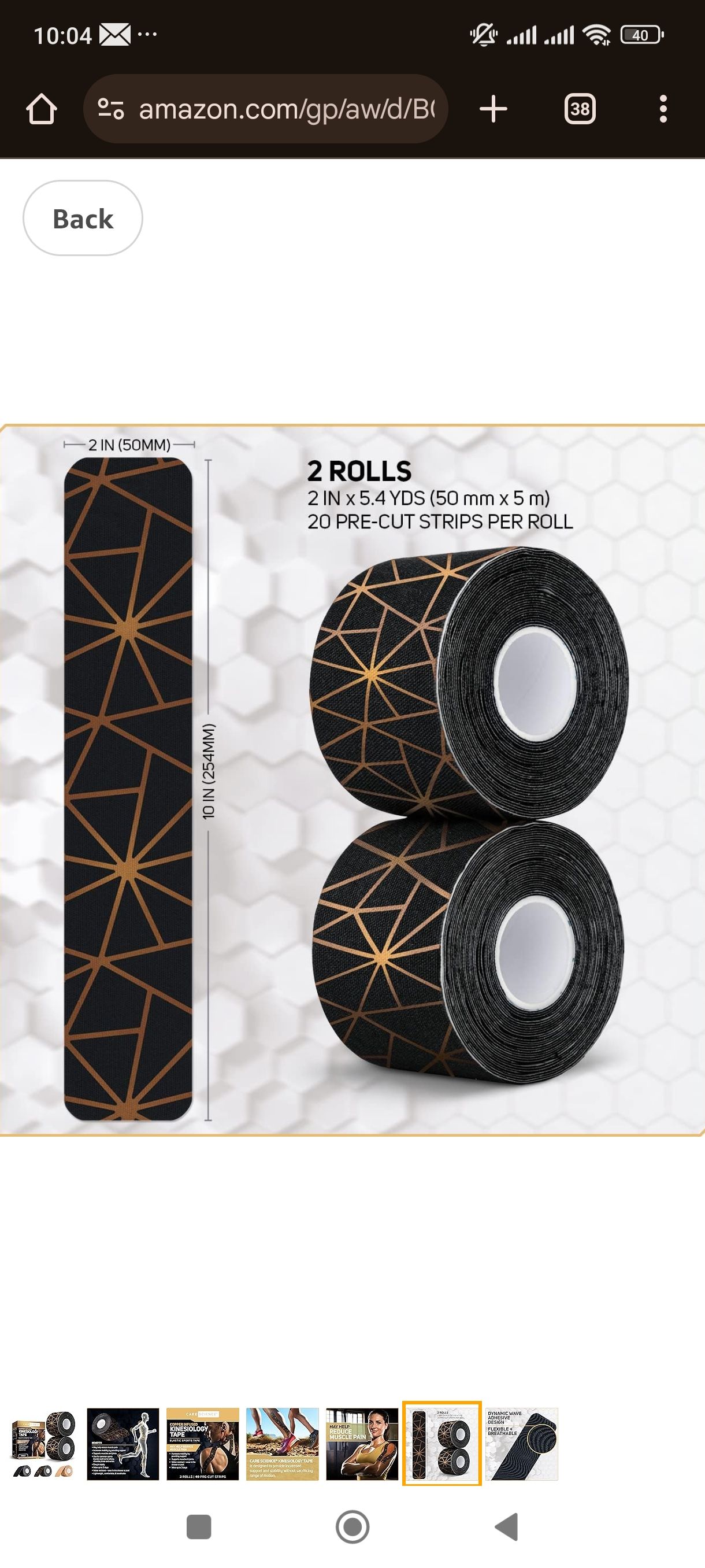 Copper-Infused Kinesiology Tape (2 rolls pre cut- 40 strips )_2