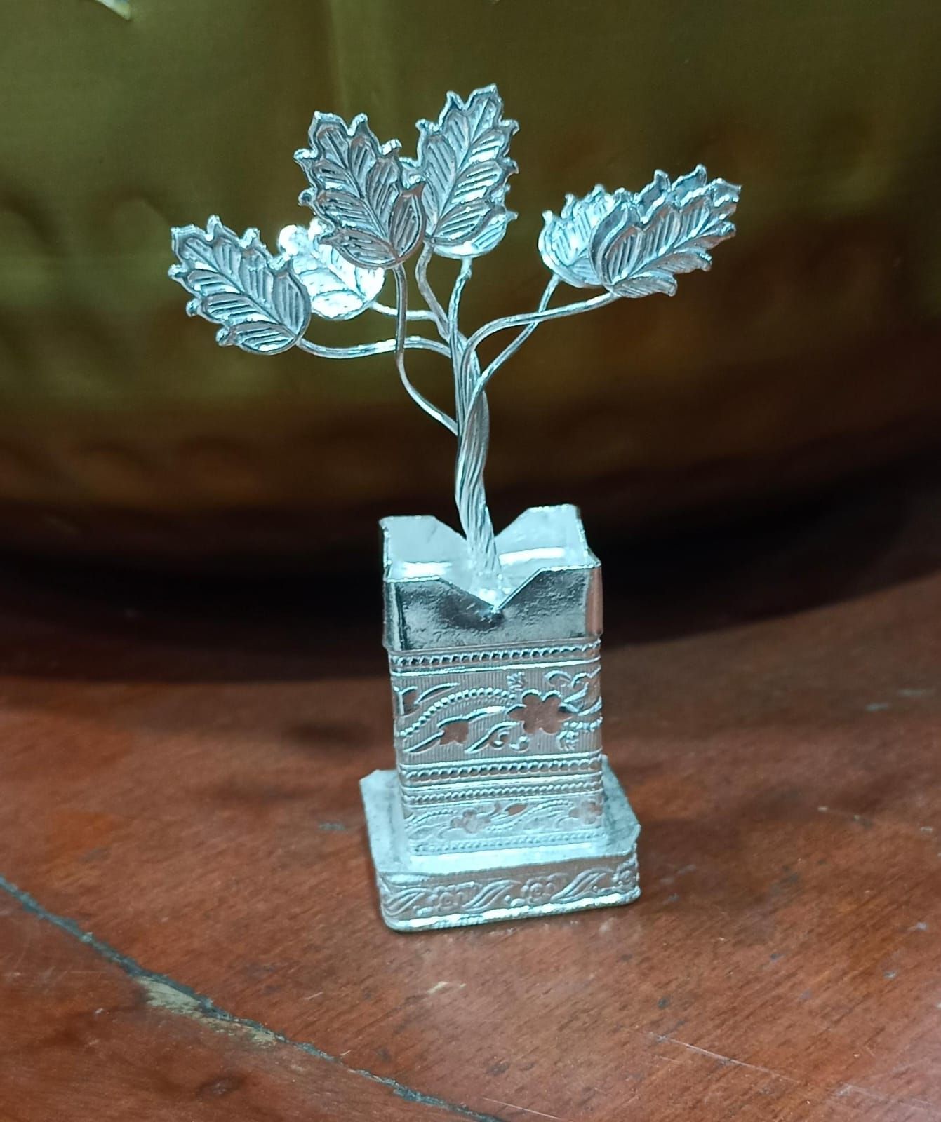 German Silver Tulsi Pot 2 inch _1