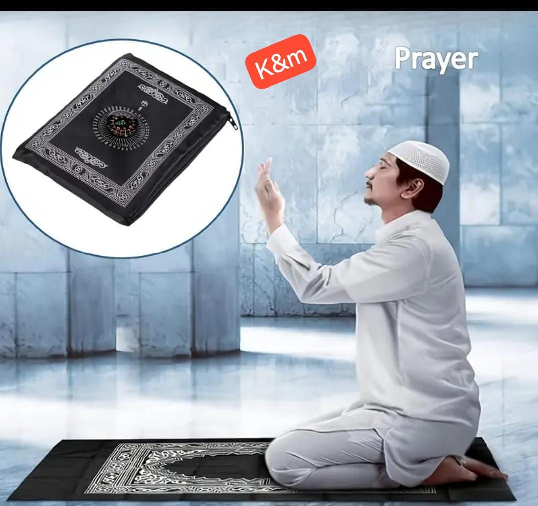 Easy-to-Carry Prayer Mat + Compass – Perfect for Ramadan 🙏🕌_0