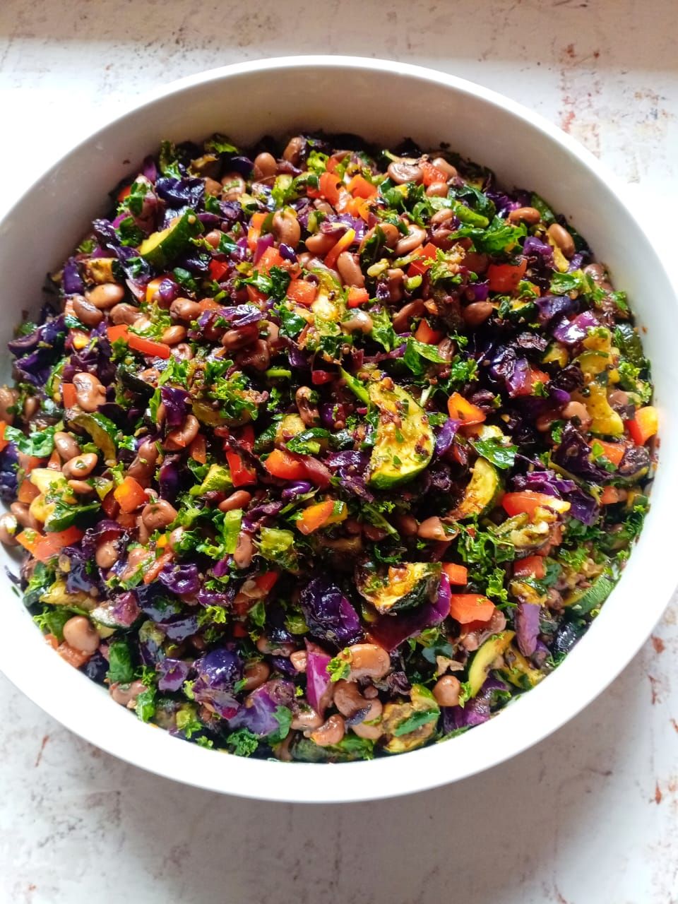 Roasted Zuccini, Red Cabbage and Cowpea Bean Salad_0