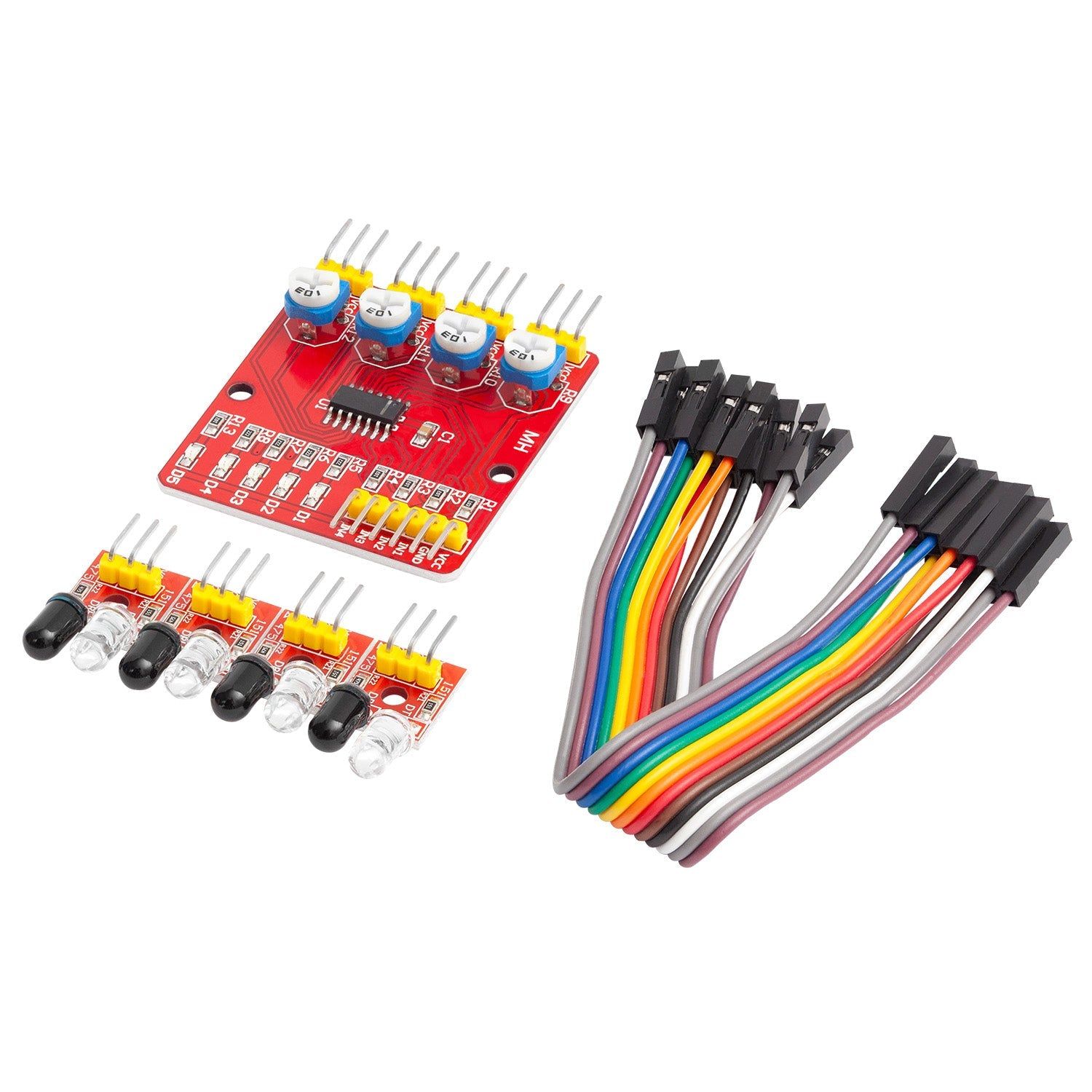 4-channel infrared lines reflection Tracking-smart sensor module set Smart distance detector CI module with auto obstruction prevention and obstacle avoidance PCB_1