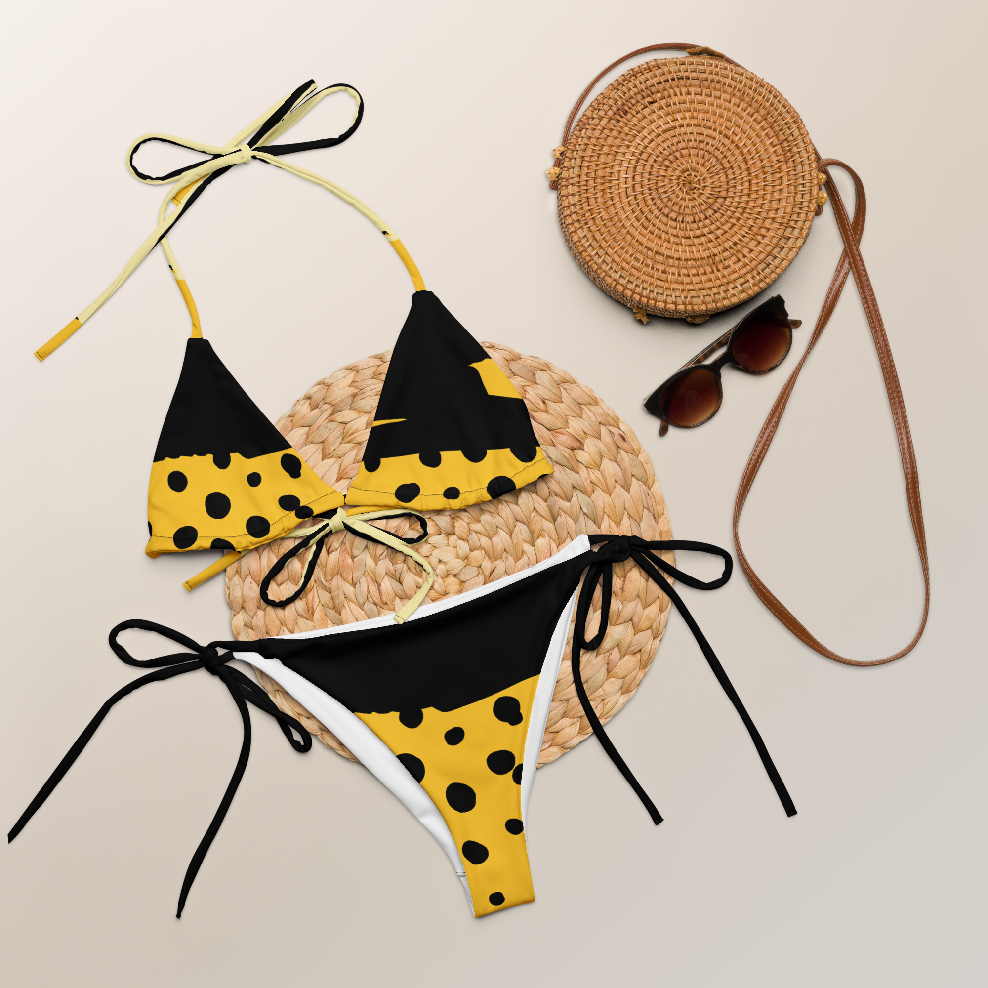 String Bikini - Yellow & Black_0