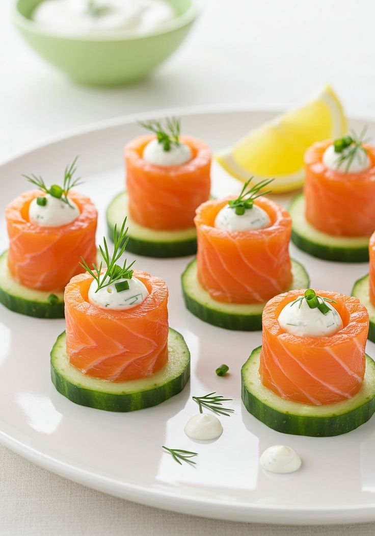 Chatelaine Smoked Salmon Roll on Cucumber_0