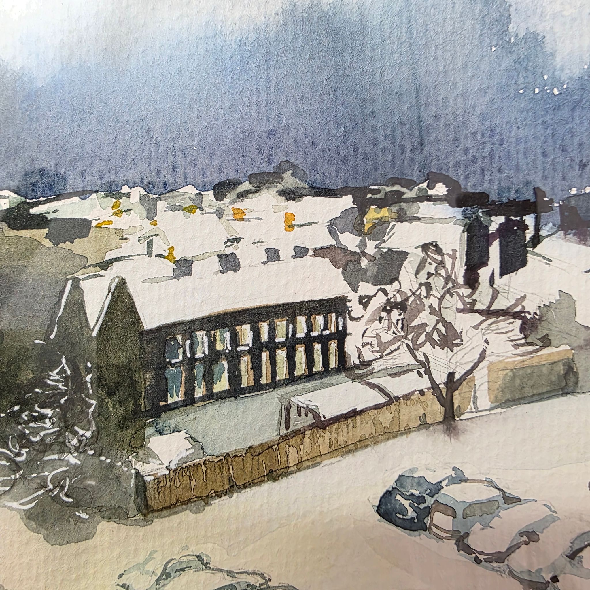 Original Watercolour Painting – ‘Latvia in Winter’ (Framed, A4)_2