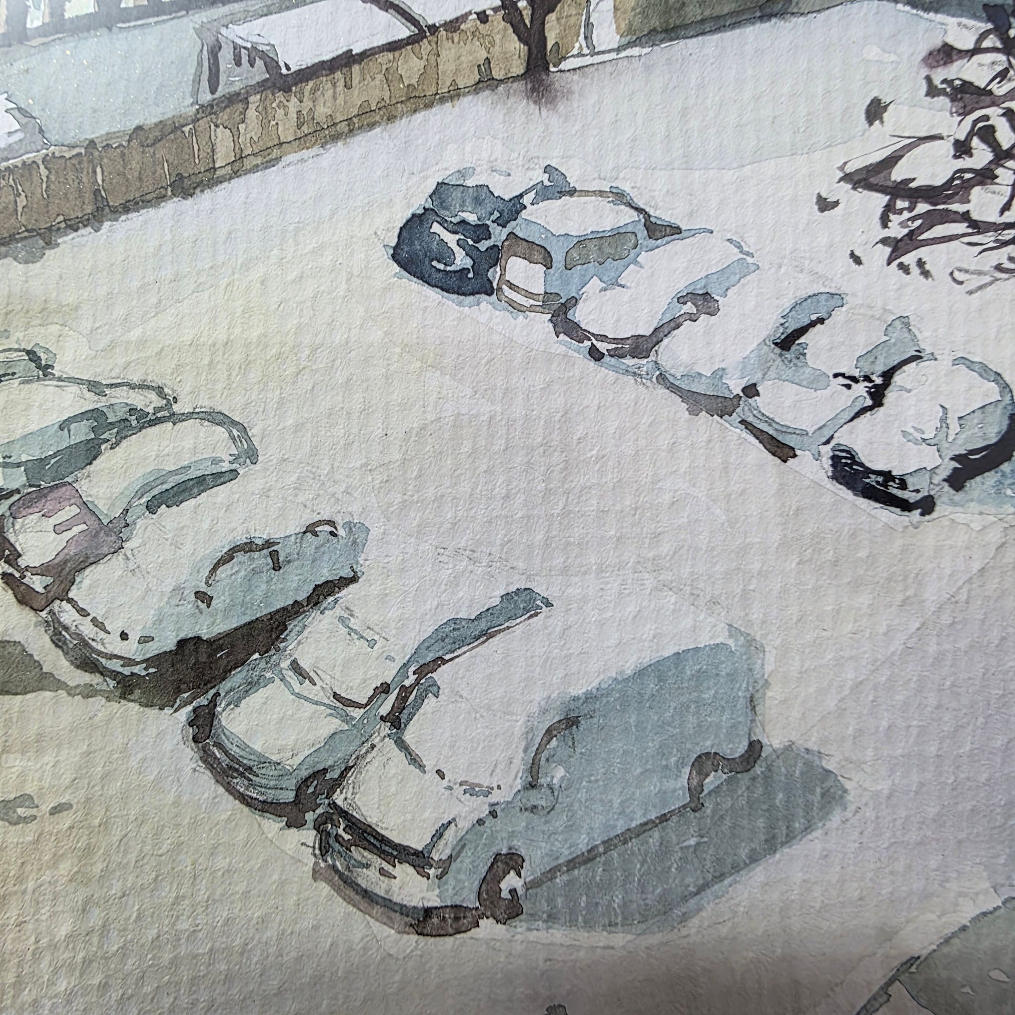 Original Watercolour Painting – ‘Latvia in Winter’ (Framed, A4)_3