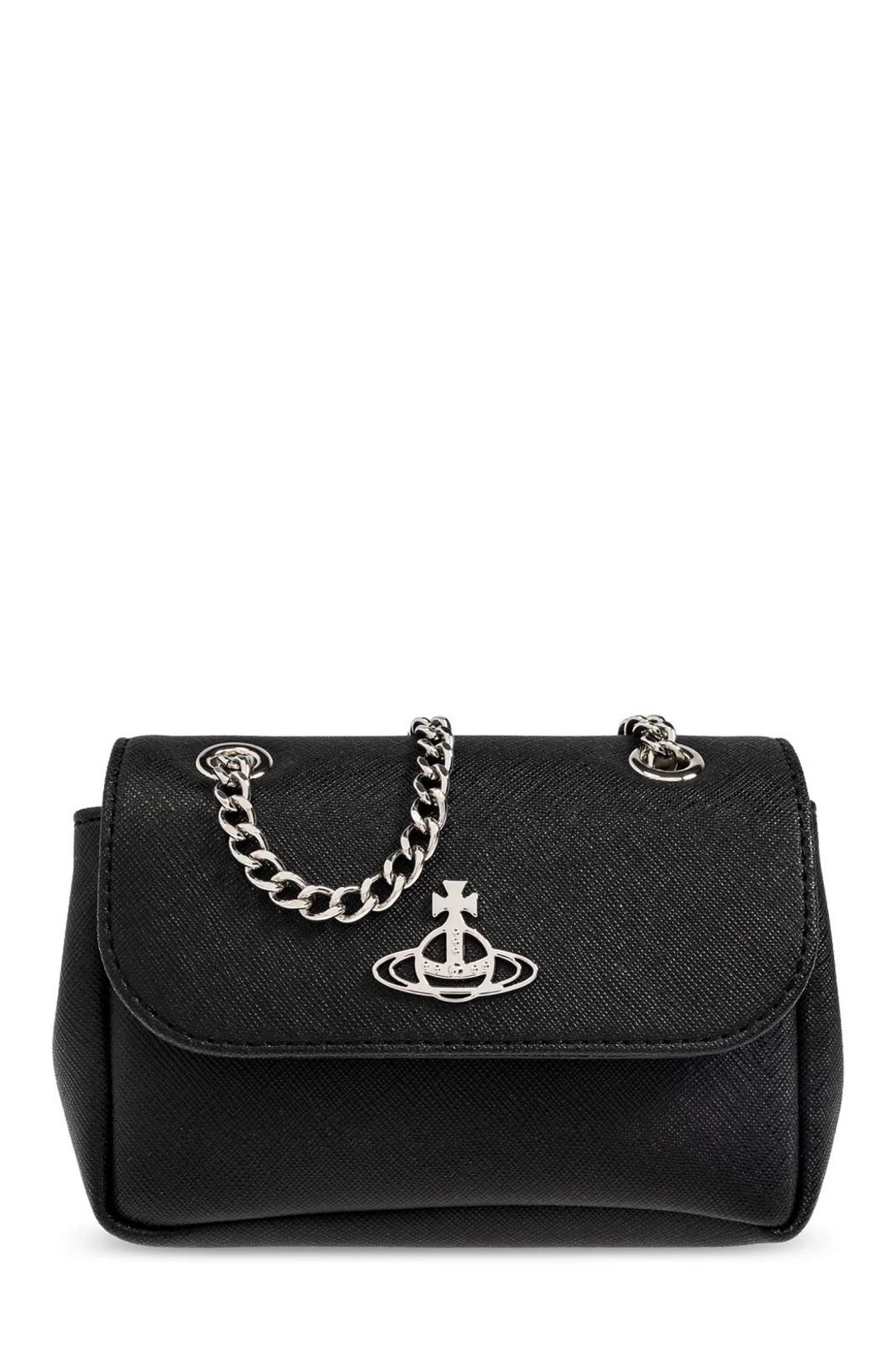 Vivienne Westwood Black Saffiano Biogreen Small Chain Bag_0