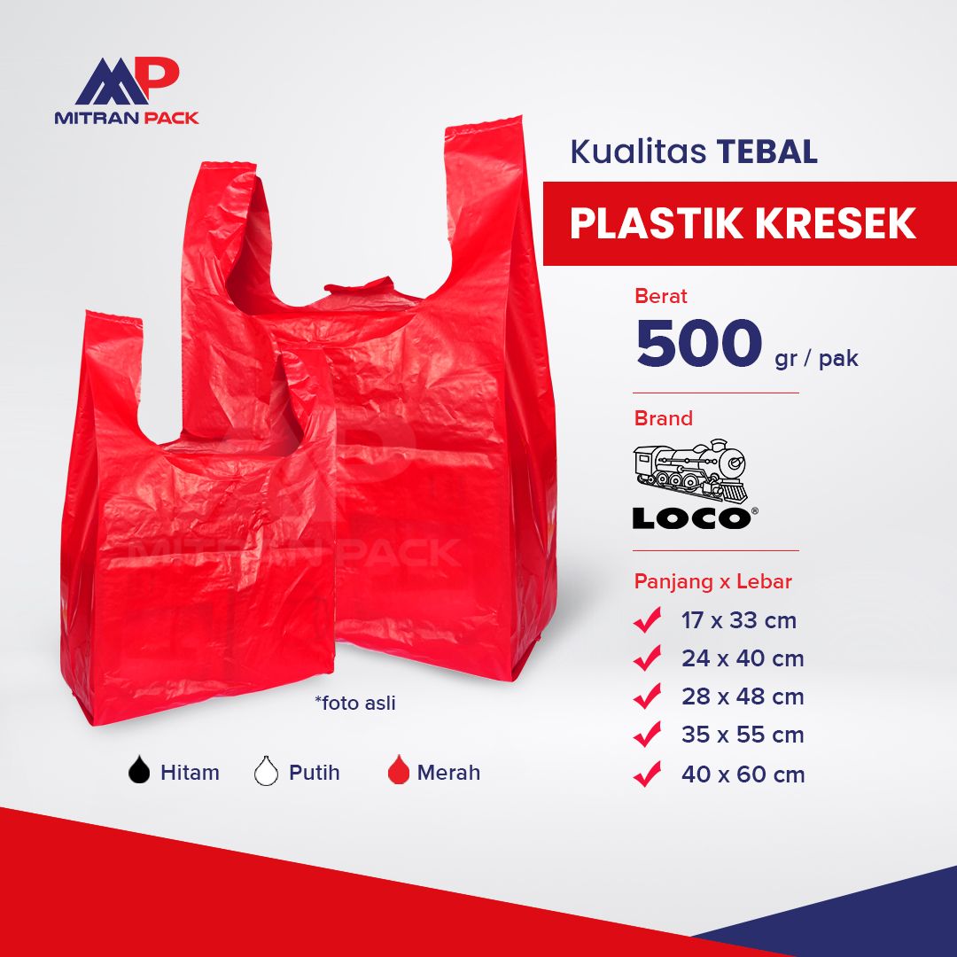 Loco - Plastik Kresek Tebal Jumbo 50 cm Merah_0