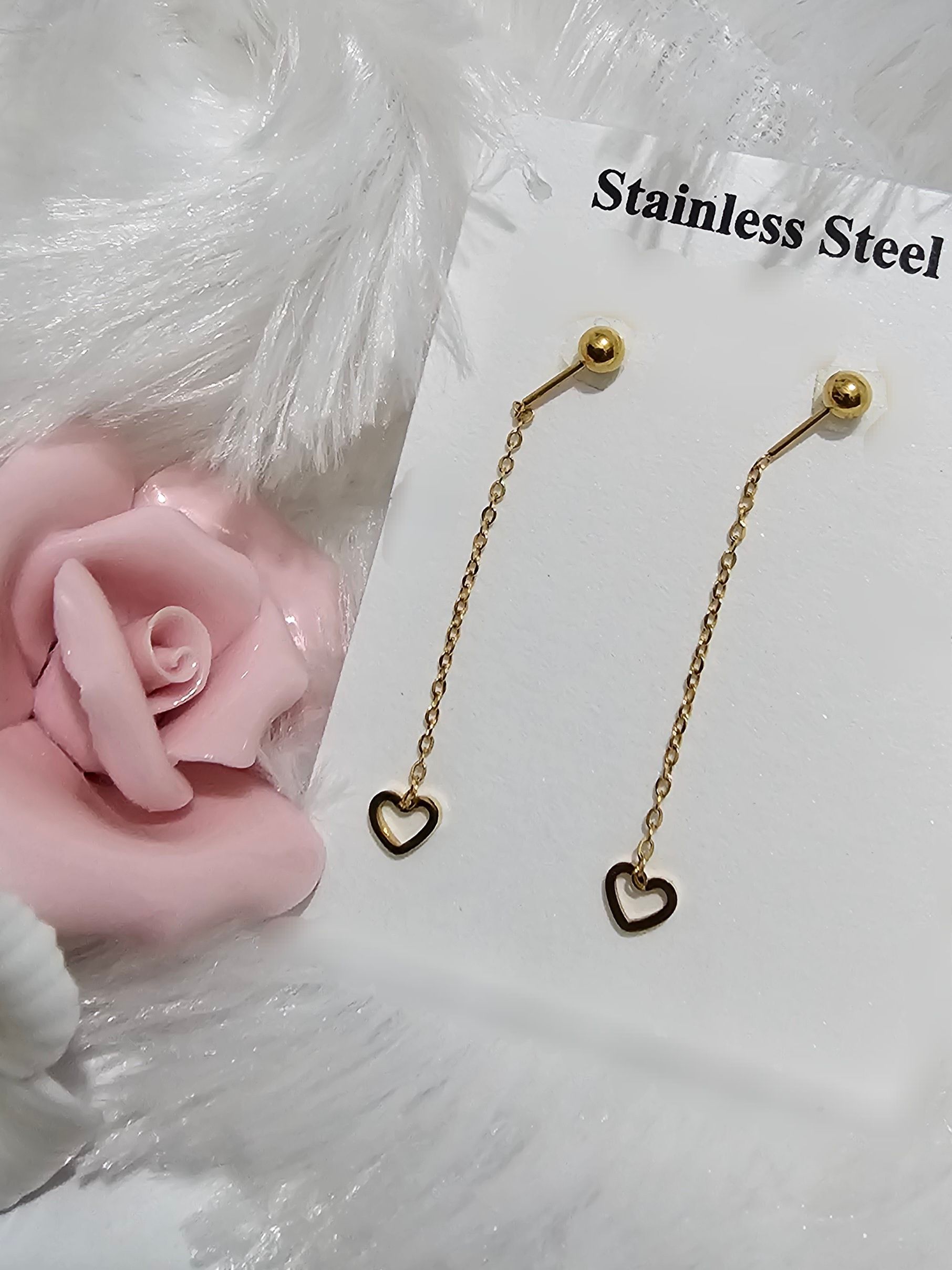 SS Hanging Gold Ear Stud_0