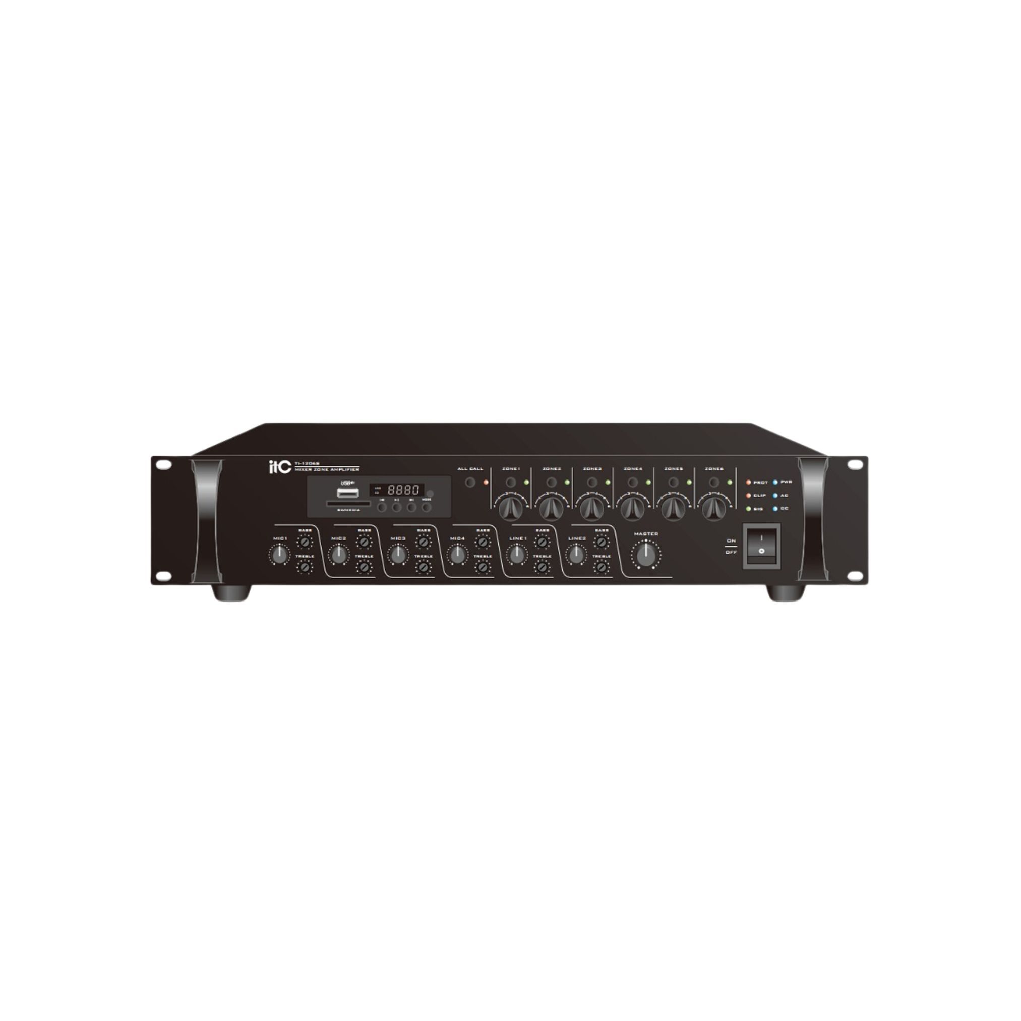 TI-3506S ITC RMS 350W 6 Zones Digital Mixer Amplifier with MP3(USB/SD)+FM Tuner and Bluetooth_0
