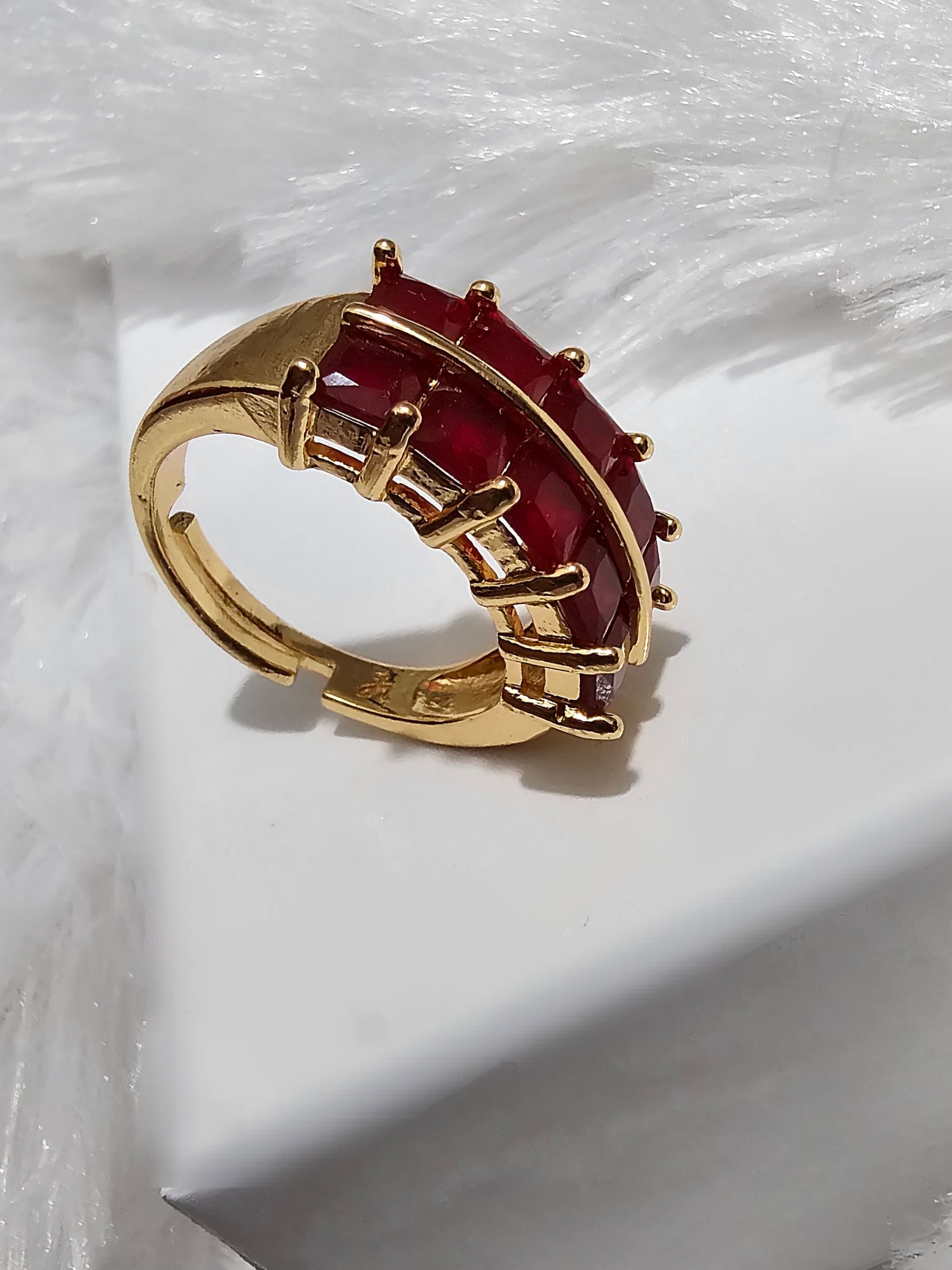 Copper Gold AD Stone Finger Rings_0