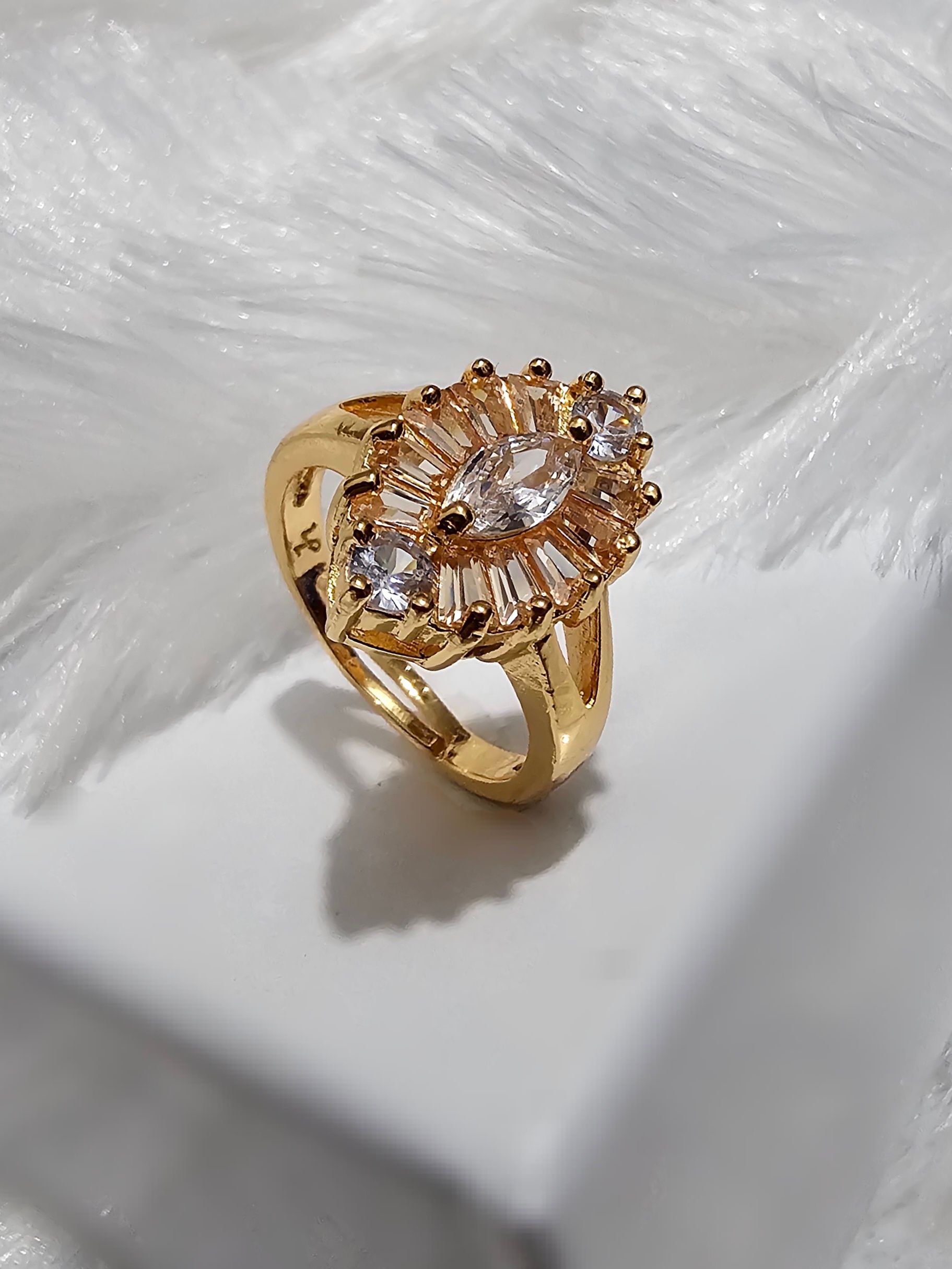 Copper Gold AD Stone Finger Rings _0