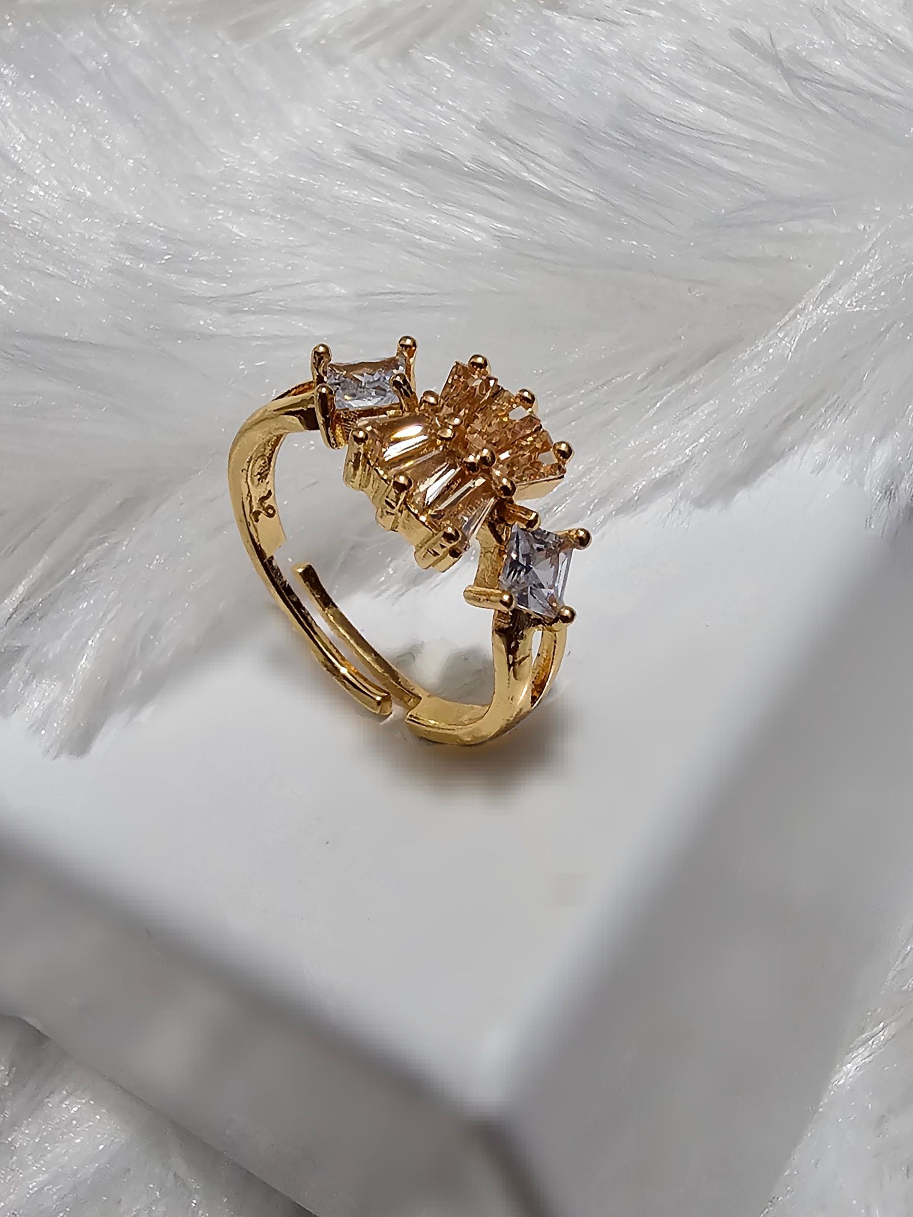 Copper Gold AD Stone Finger Rings_0