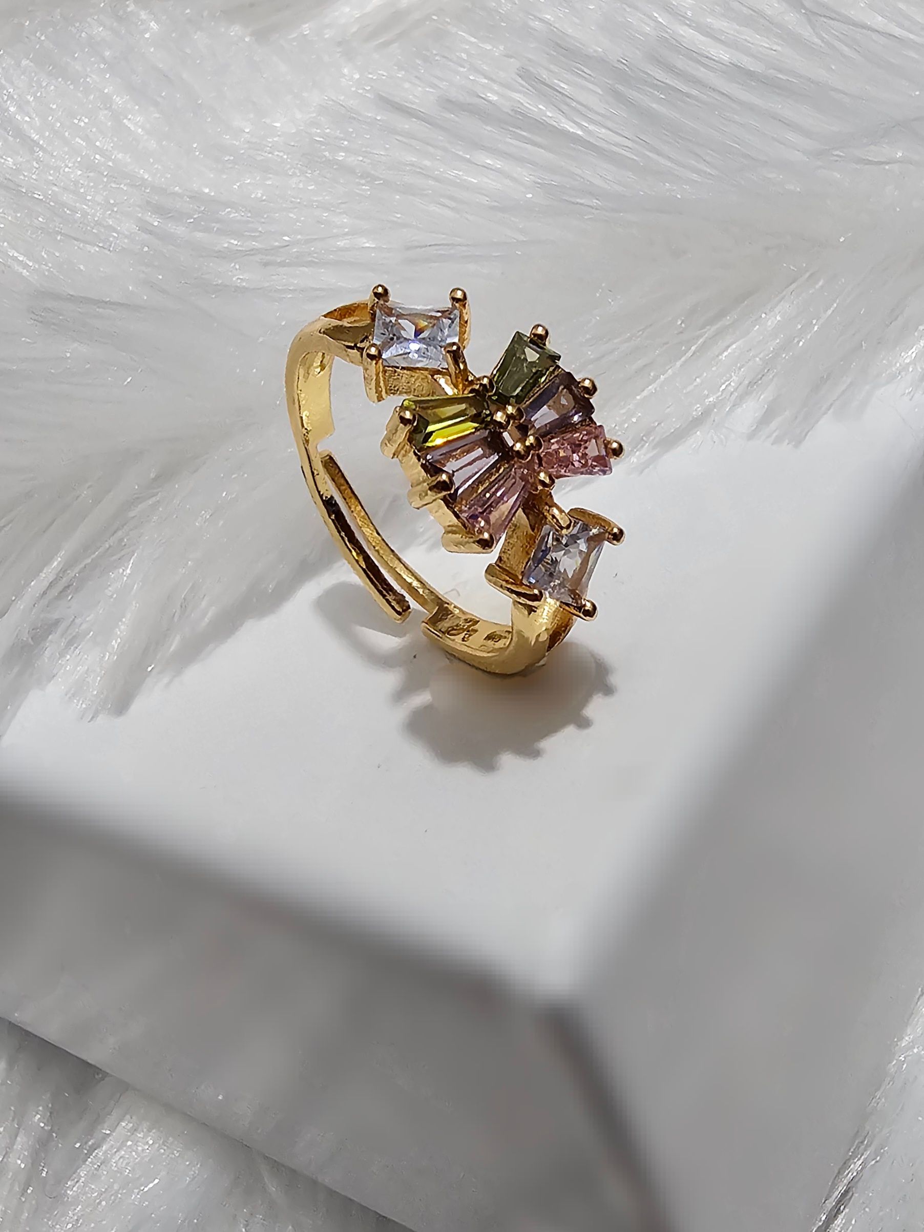 Copper Gold AD Stone Finger Rings_0