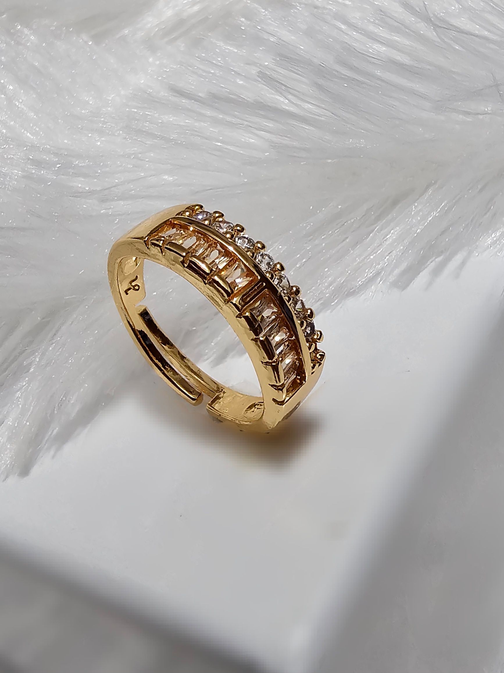 Copper Gold AD Stone Finger Rings _0