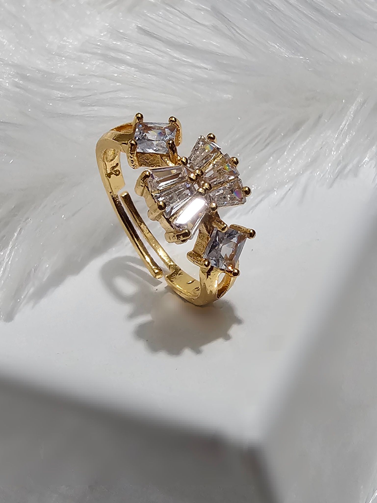 Copper Gold AD Stone Finger Ring_0