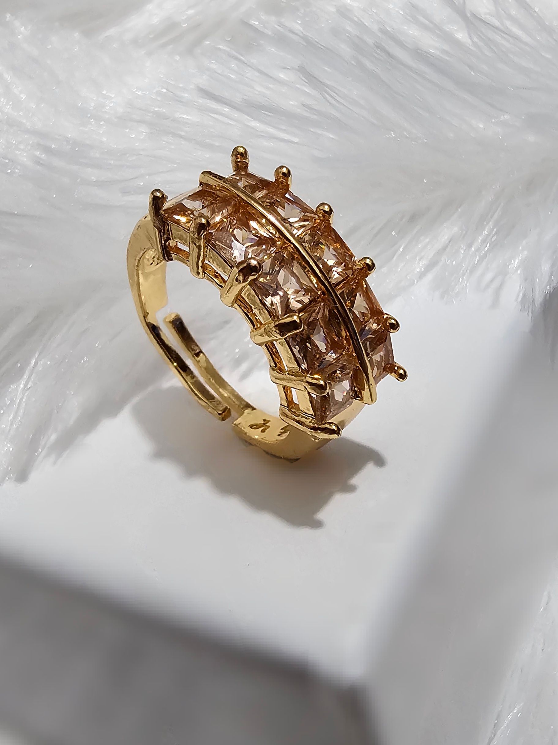 Copper Gold AD Stone Finger Ring _0