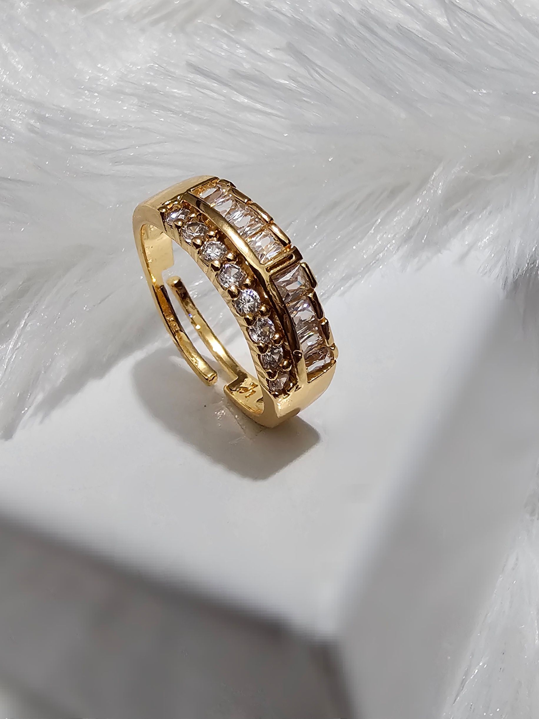 Copper Gold AD Stone Finger Ring _0