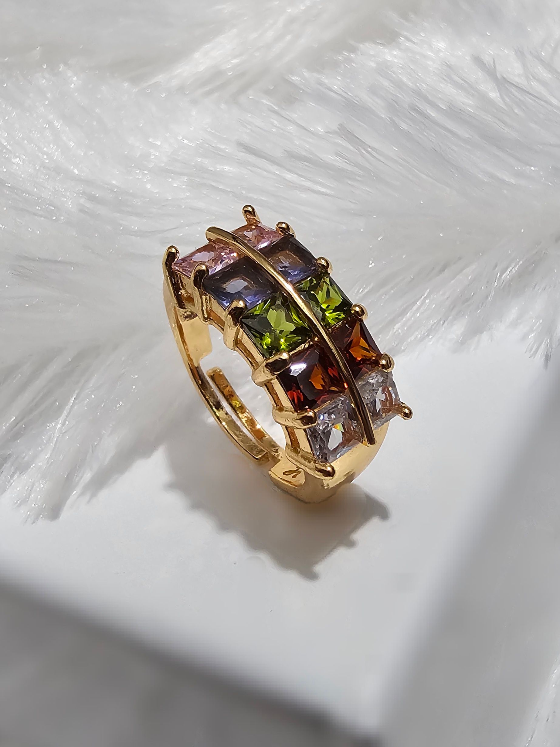 Copper Gold AD Stone Finger Ring _0