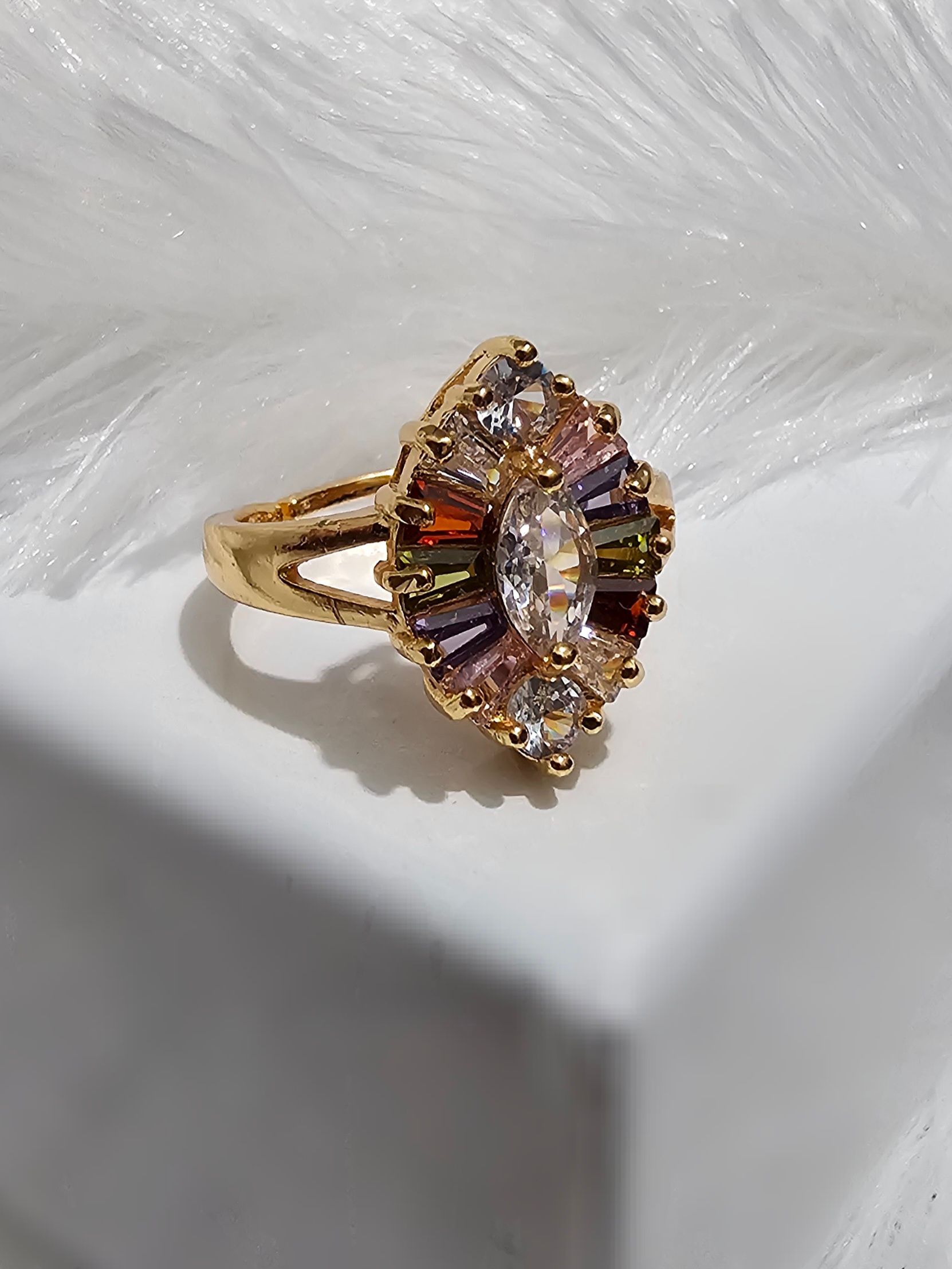 Copper Gold AD Stone Finger Ring_0