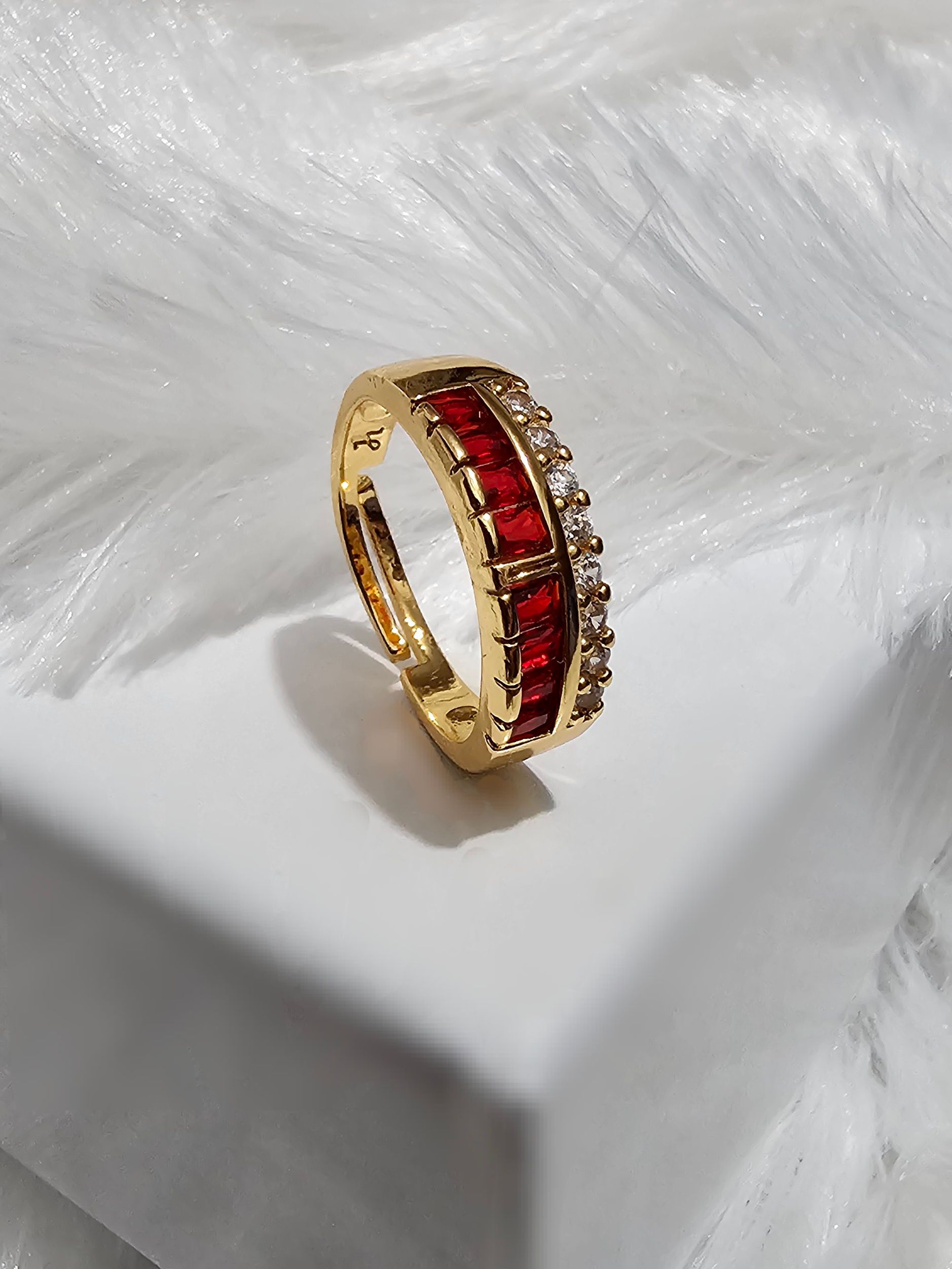 Copper Gold AD Stone Finger Ring_0